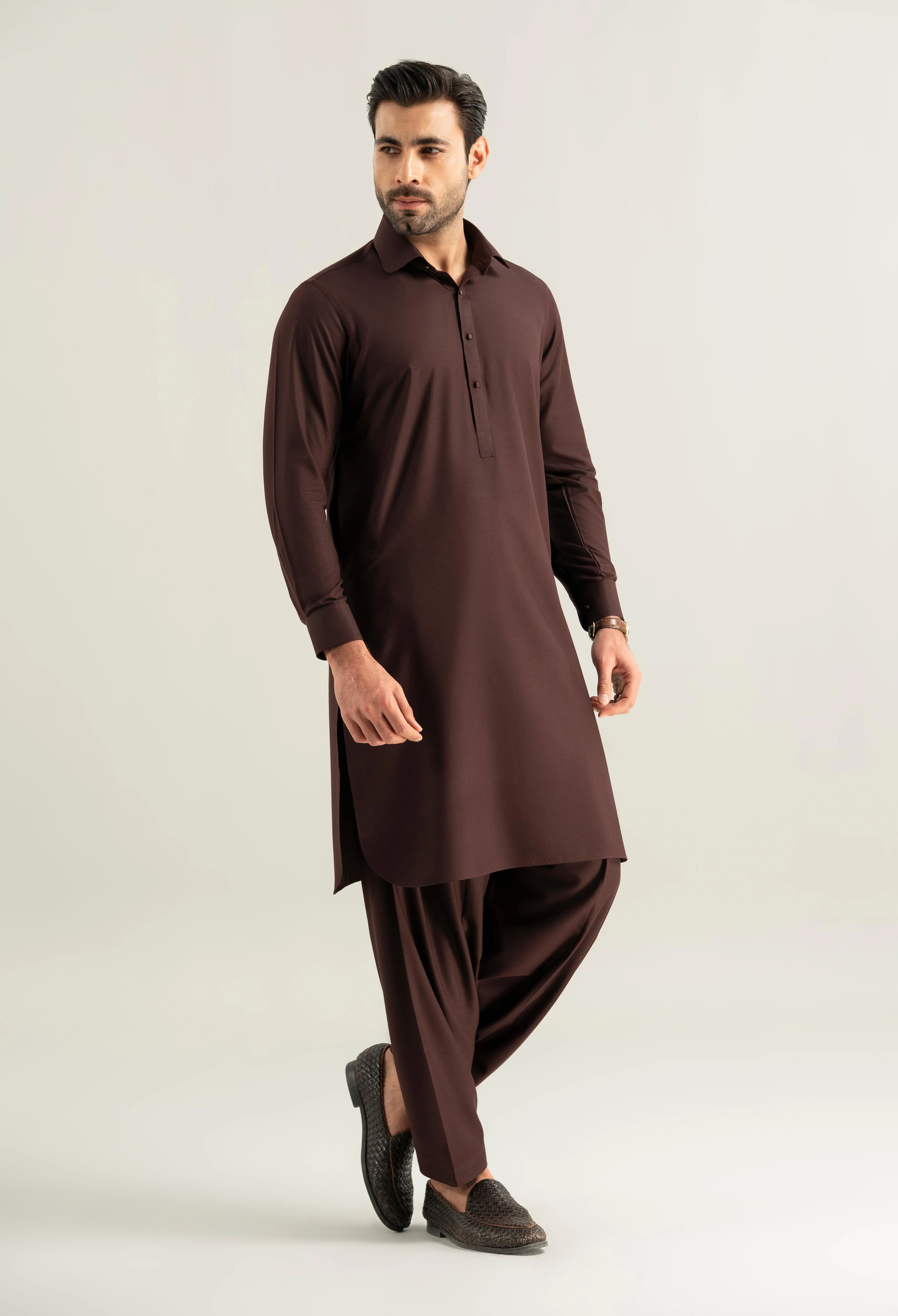 Dark Burgundy Detailing Kameez Shalwar - Image 8