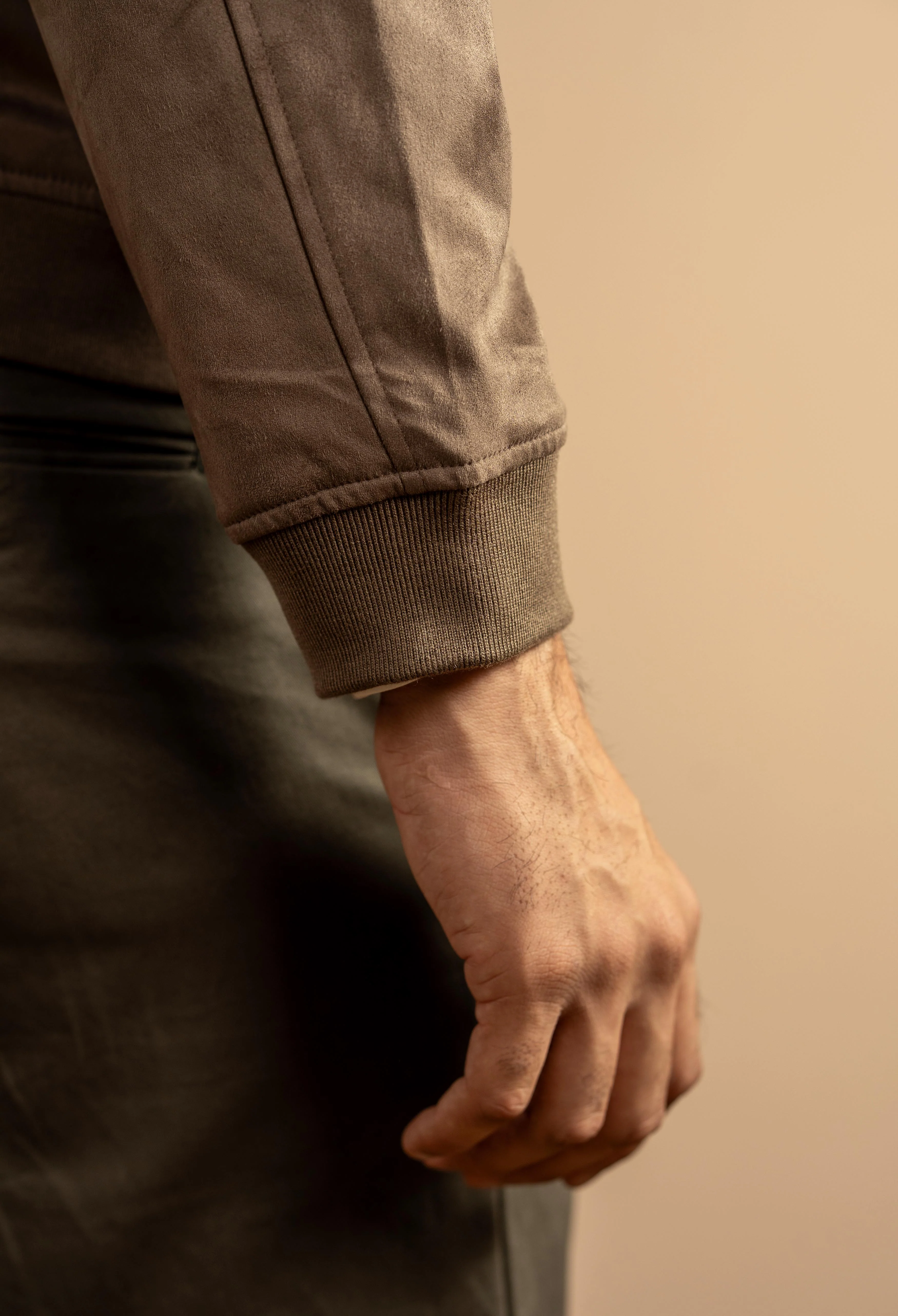 Dark Chocolate Brown Suede Bomber Jacket - Image 5
