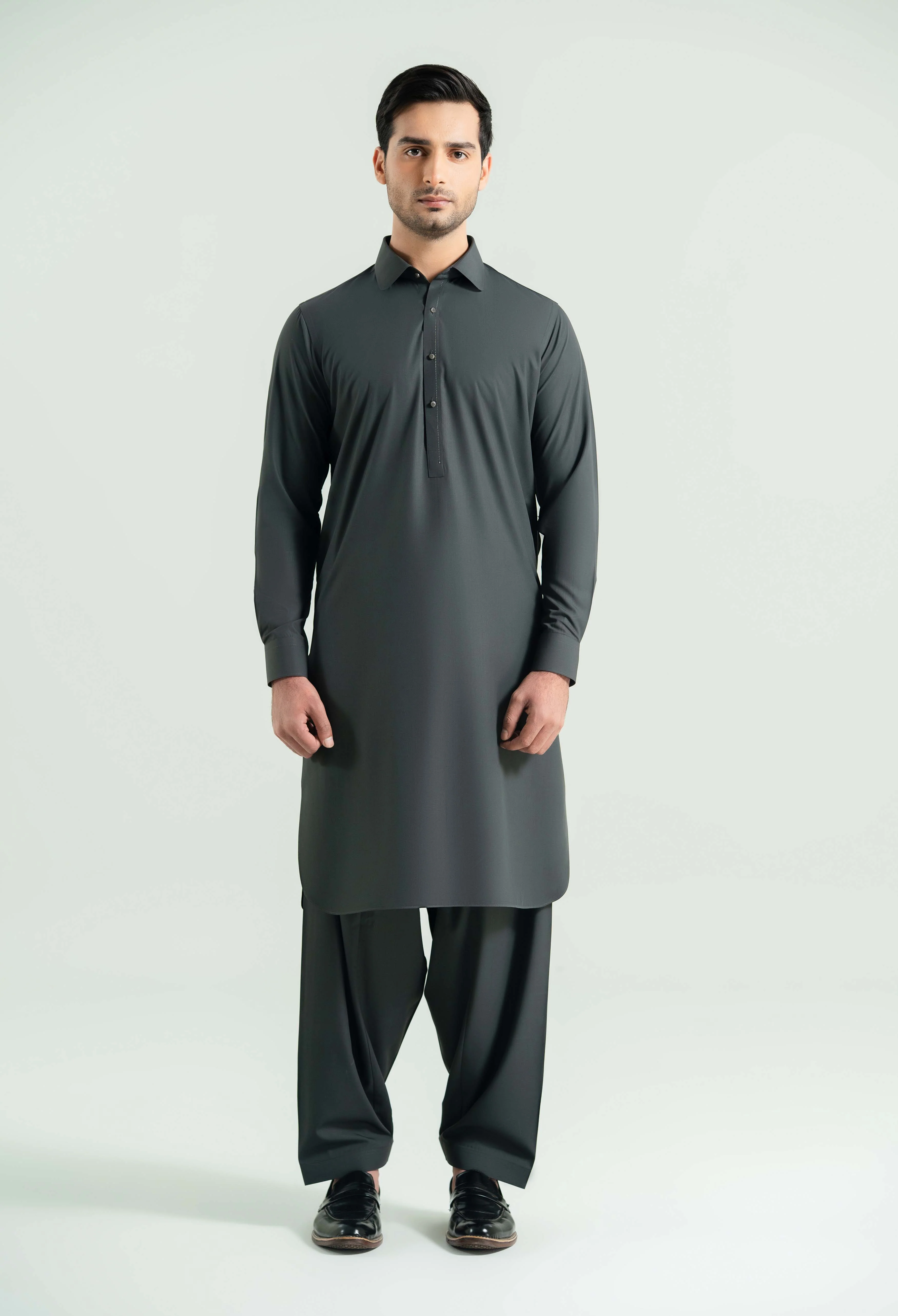 Dark Grey Detailing Kameez Shalwar