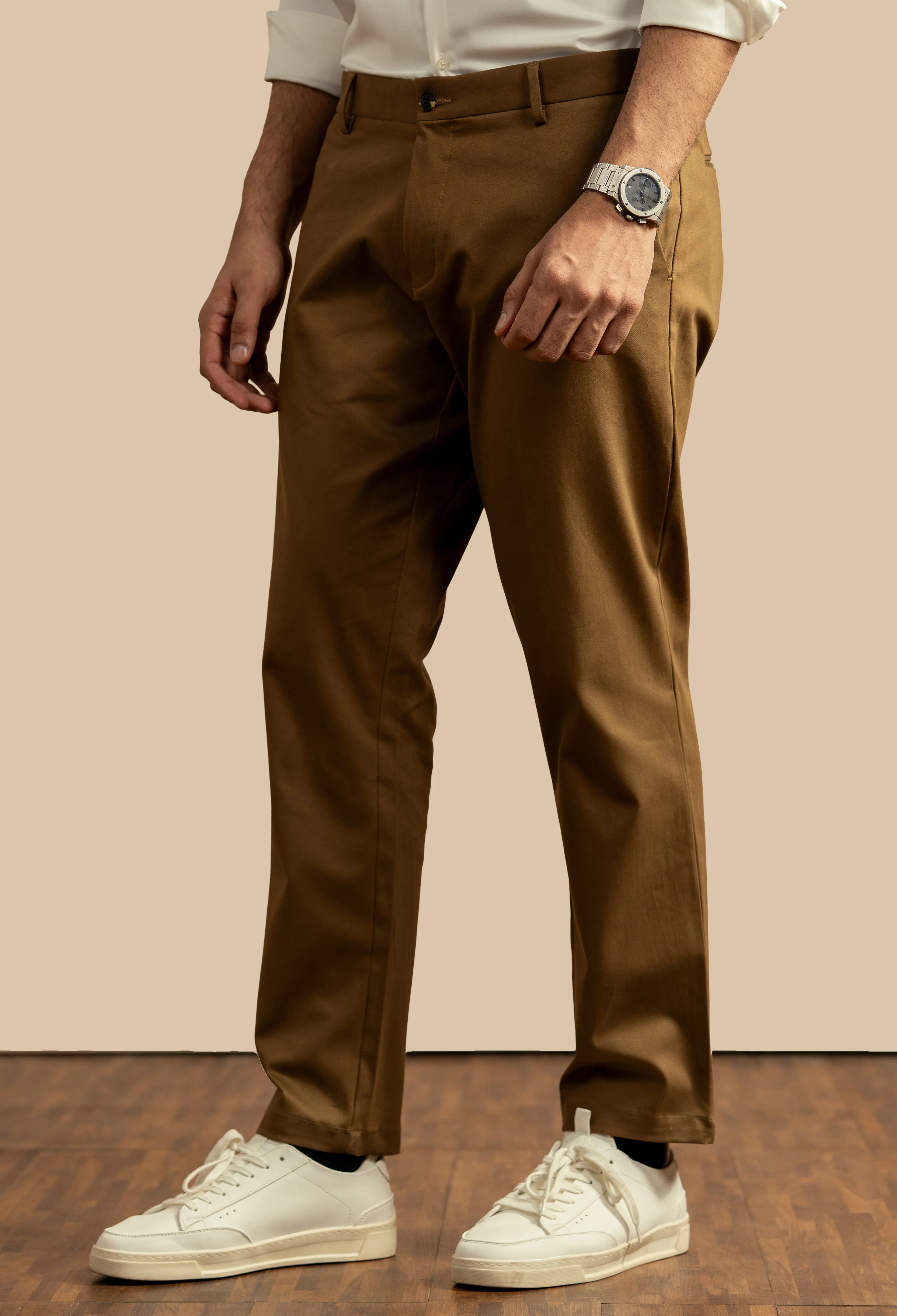 Dark Khaki Cotton Trouser - Image 5