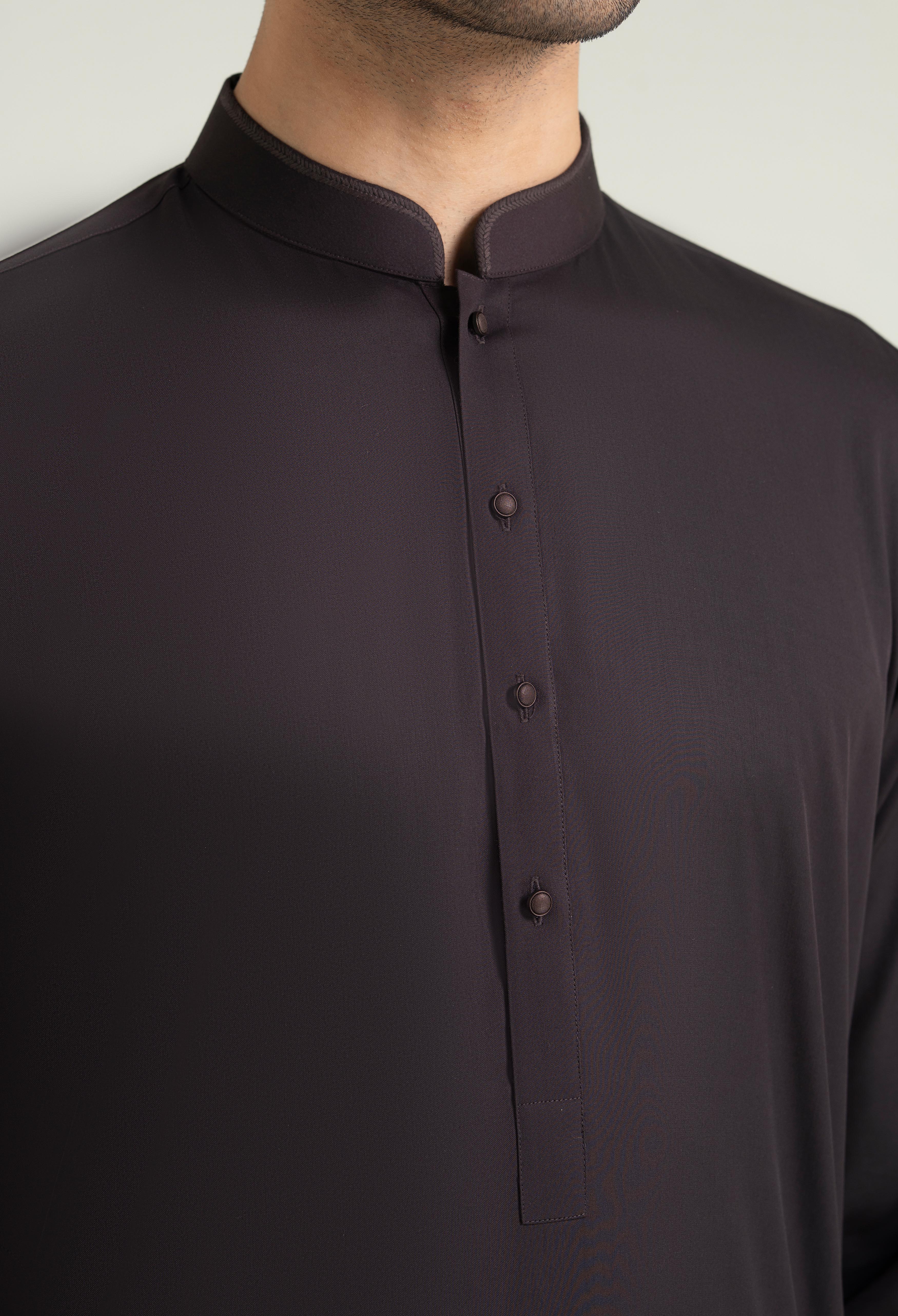 Dark Maroon Blended Kameez Shalwar - Image 2
