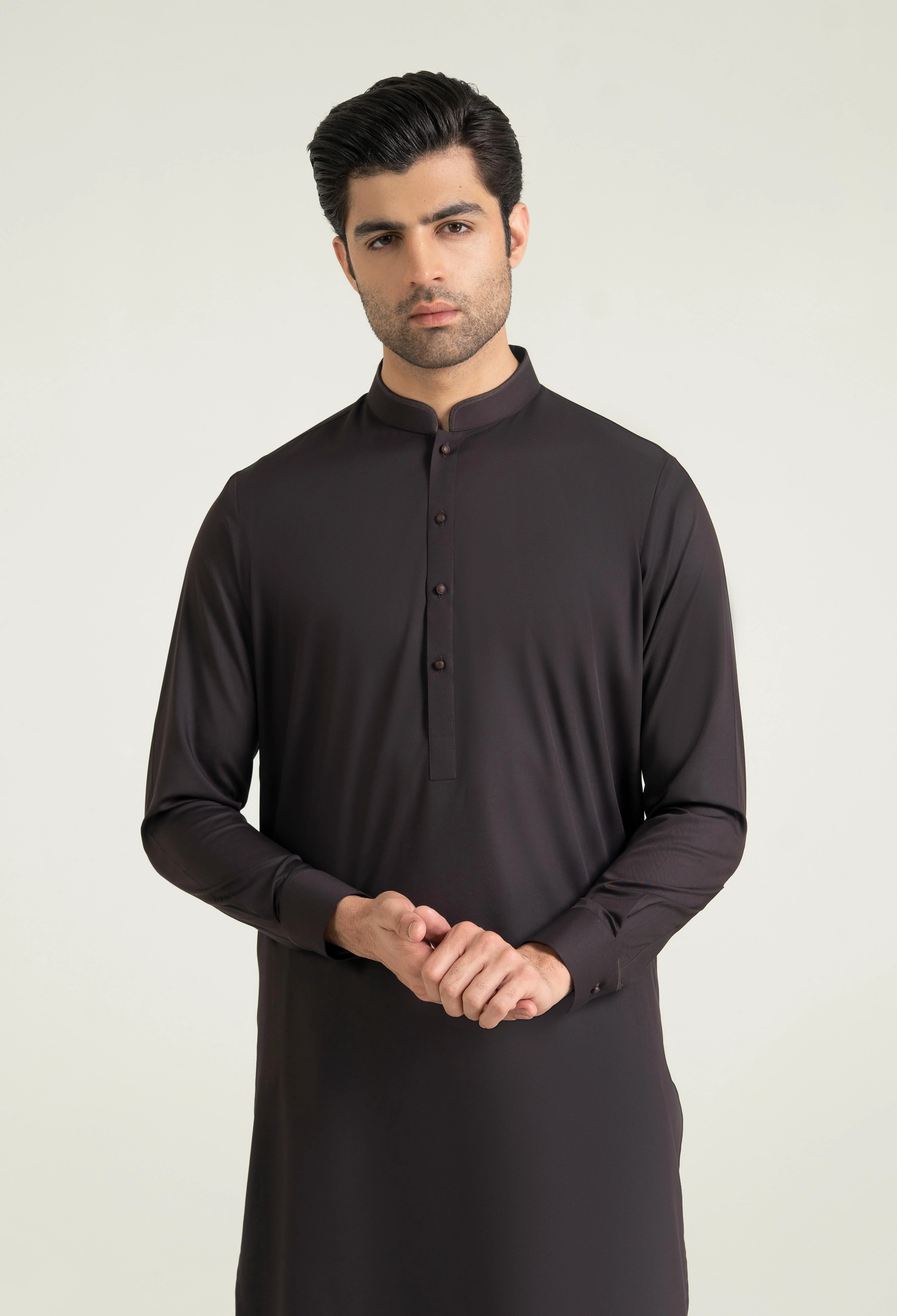 Dark Maroon Blended Kameez Shalwar - Image 4