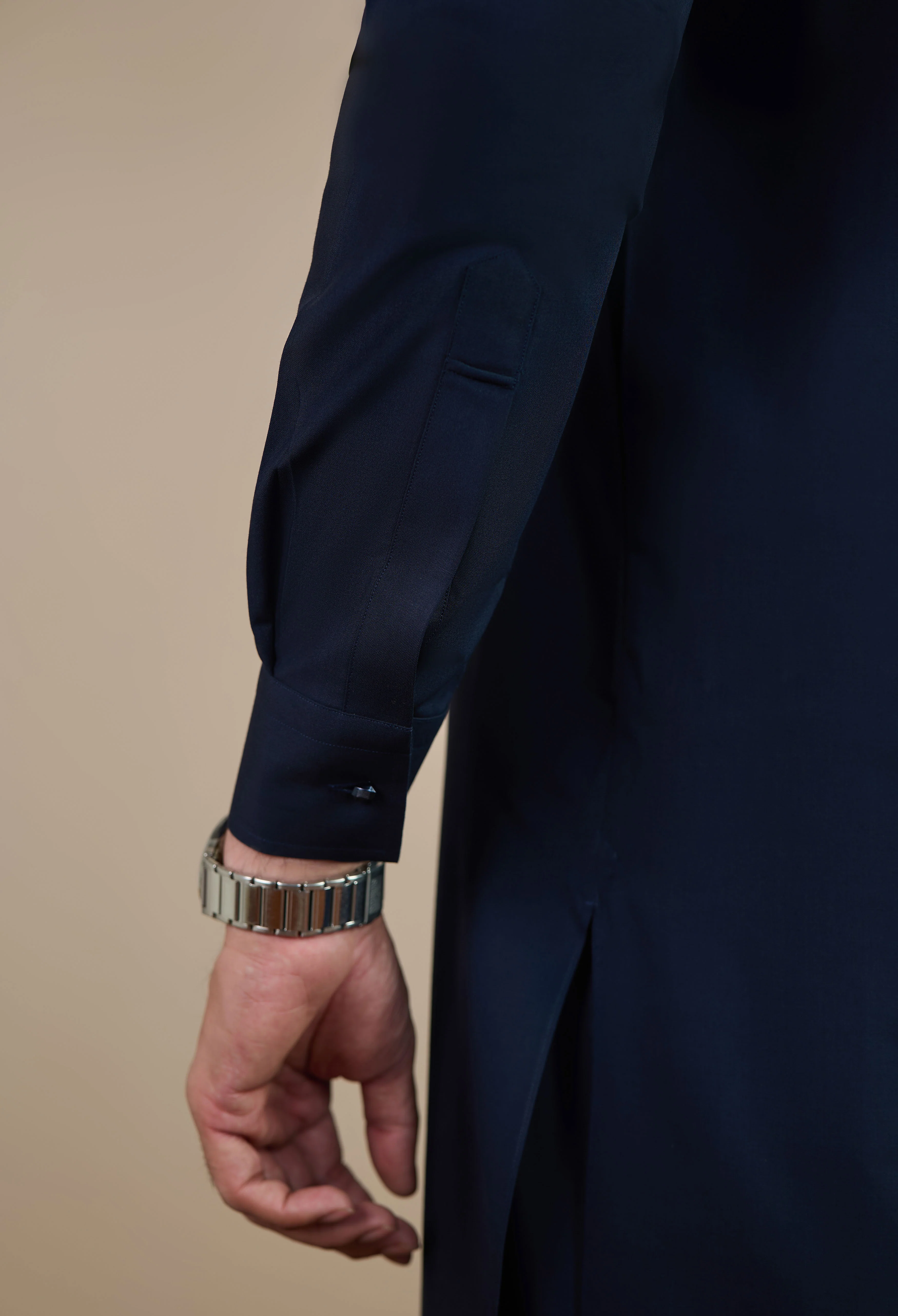 Dark Navy Blue Blended Kameez Shalwar - Image 3