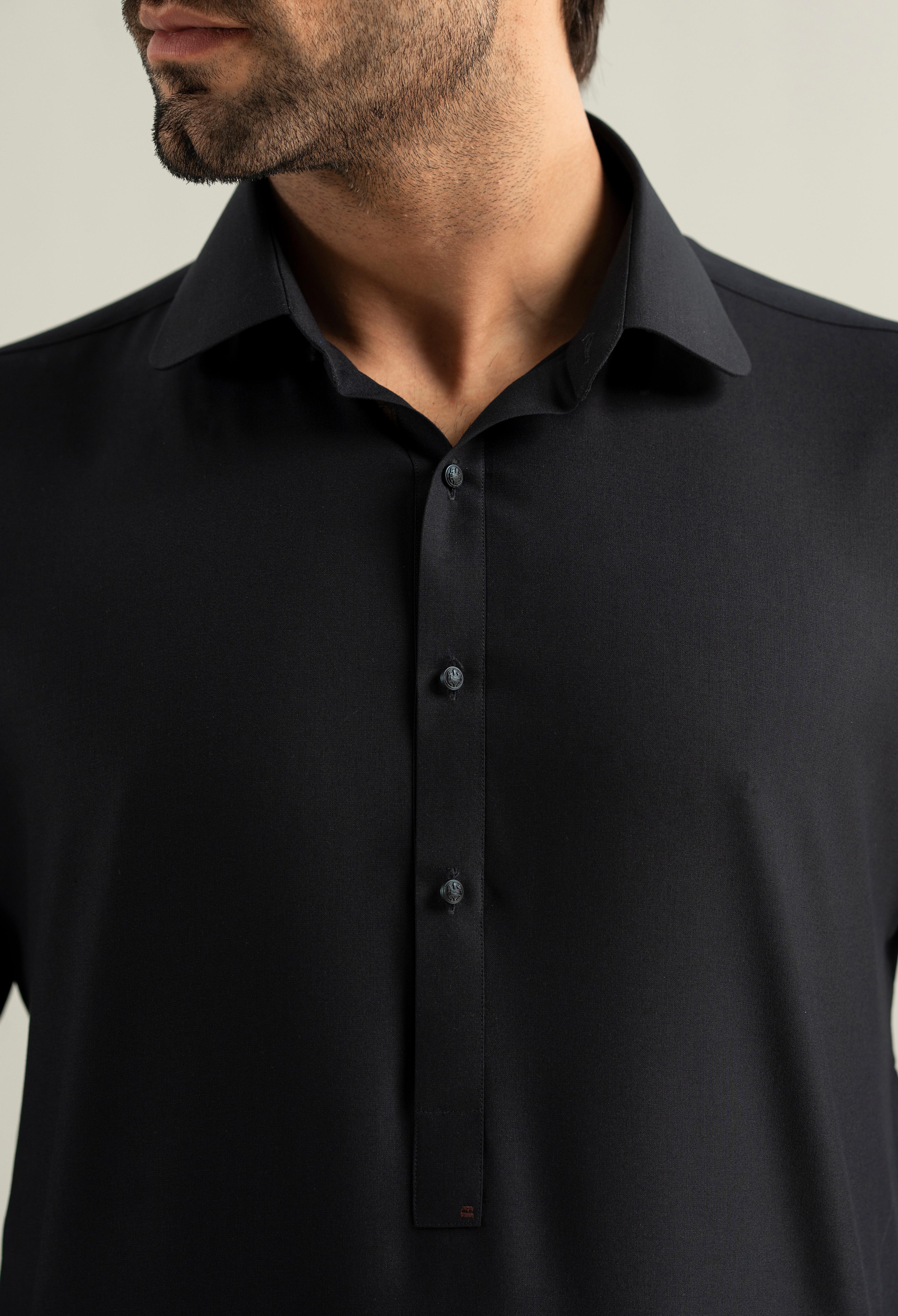 Dark Navy Blue Detailing Kameez Shalwar - Image 3