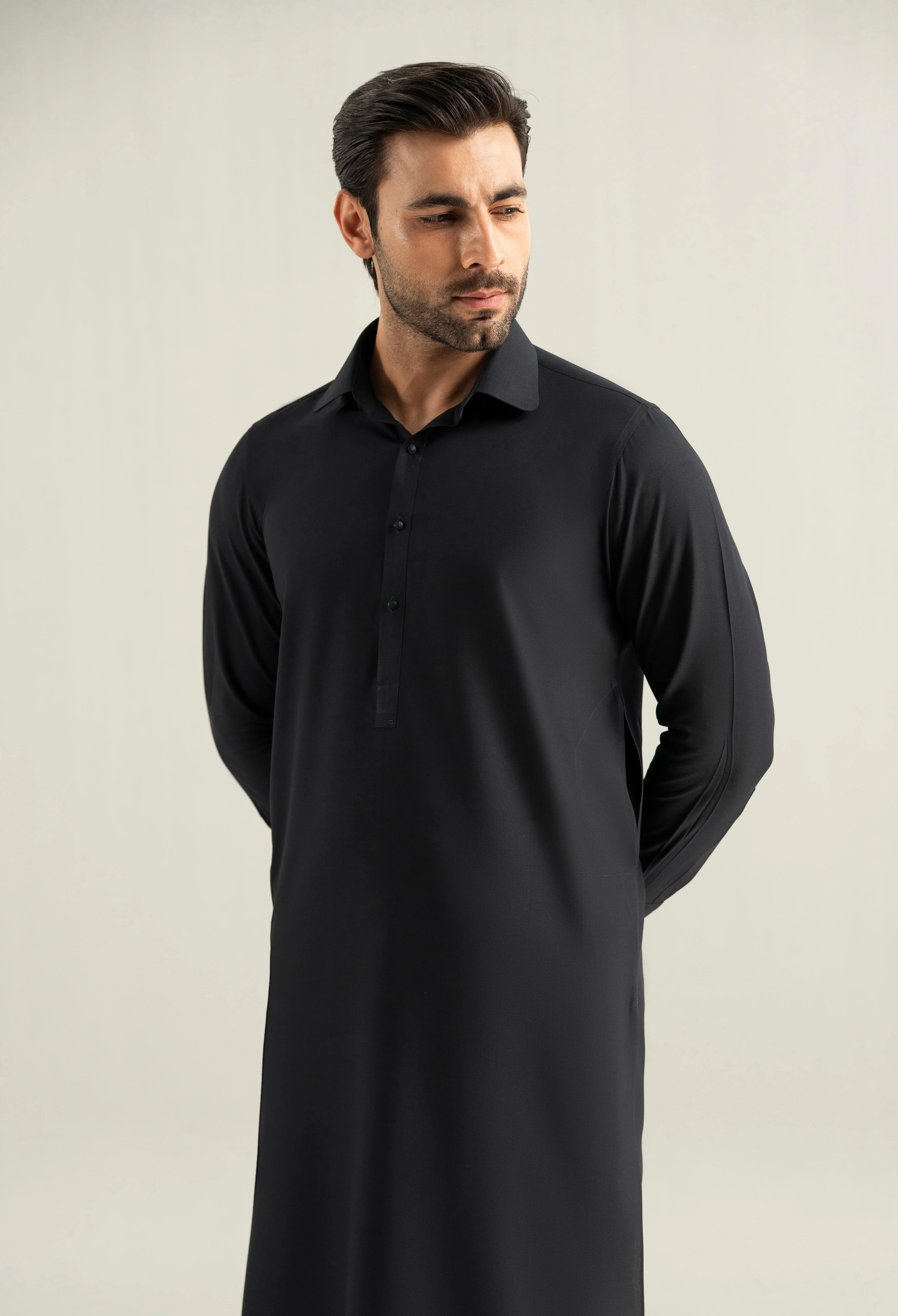 Dark Navy Blue Detailing Kameez Shalwar - Image 6