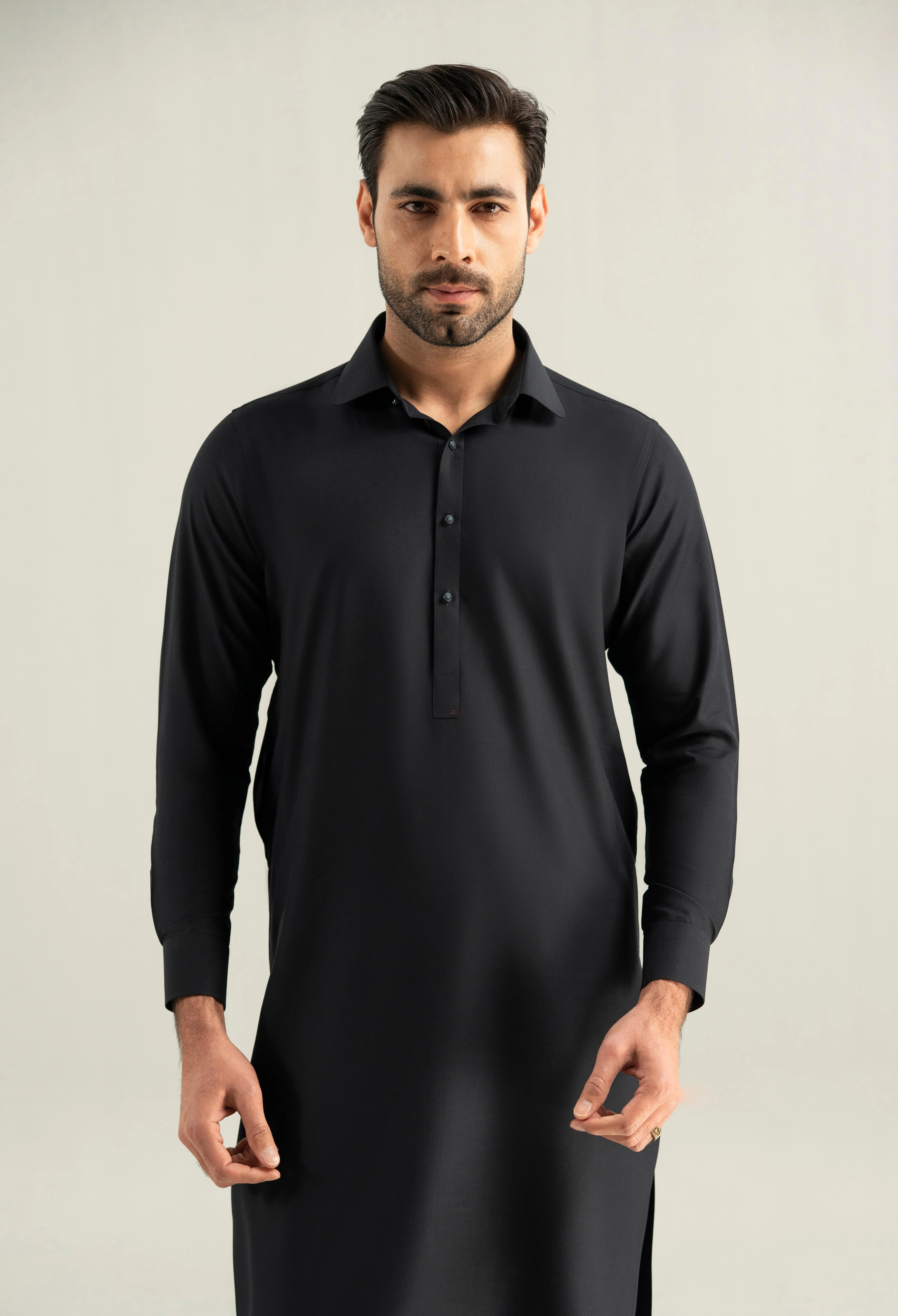 Dark Navy Blue Detailing Kameez Shalwar - Image 8