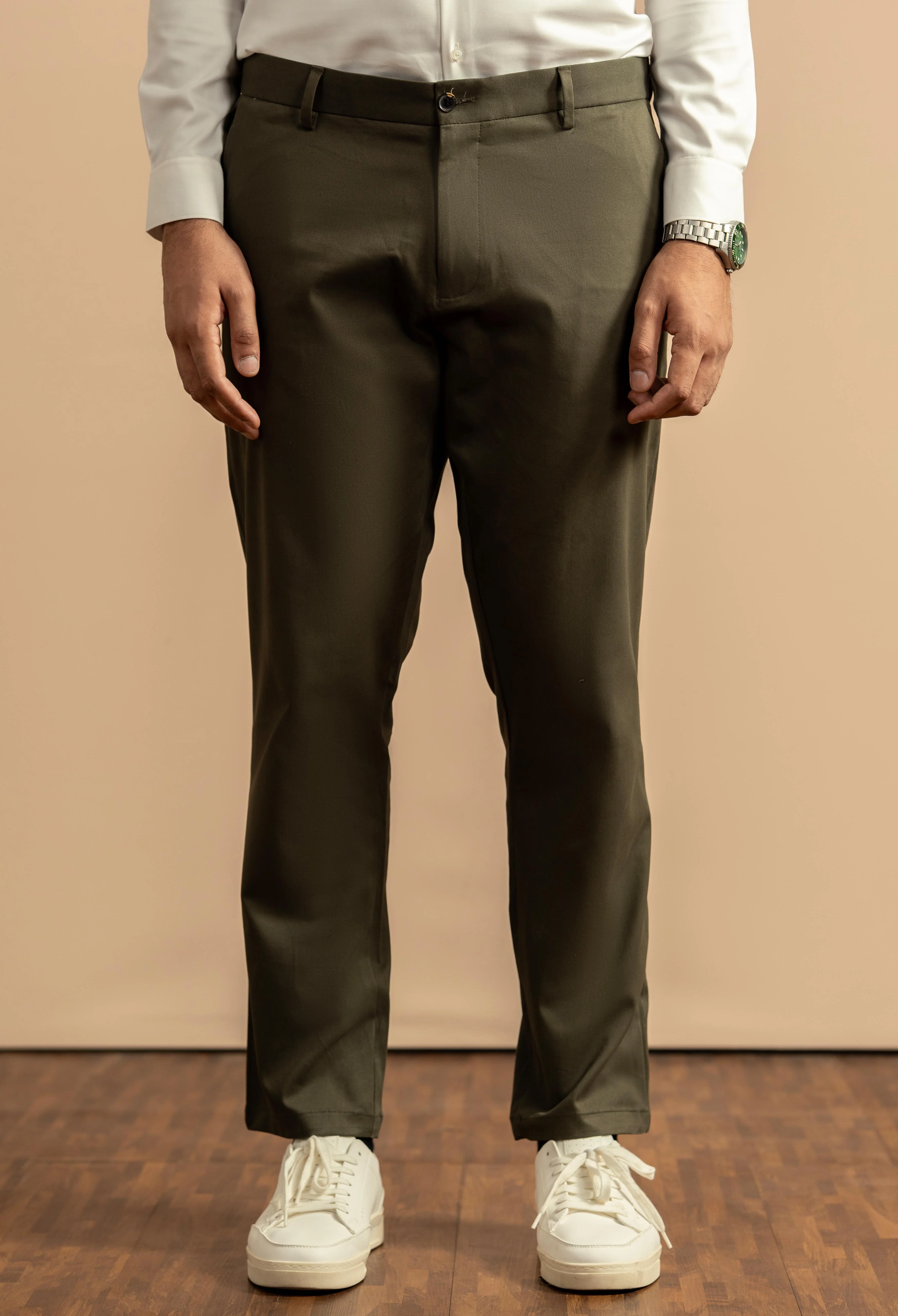 Dark Olive Cotton Trouser