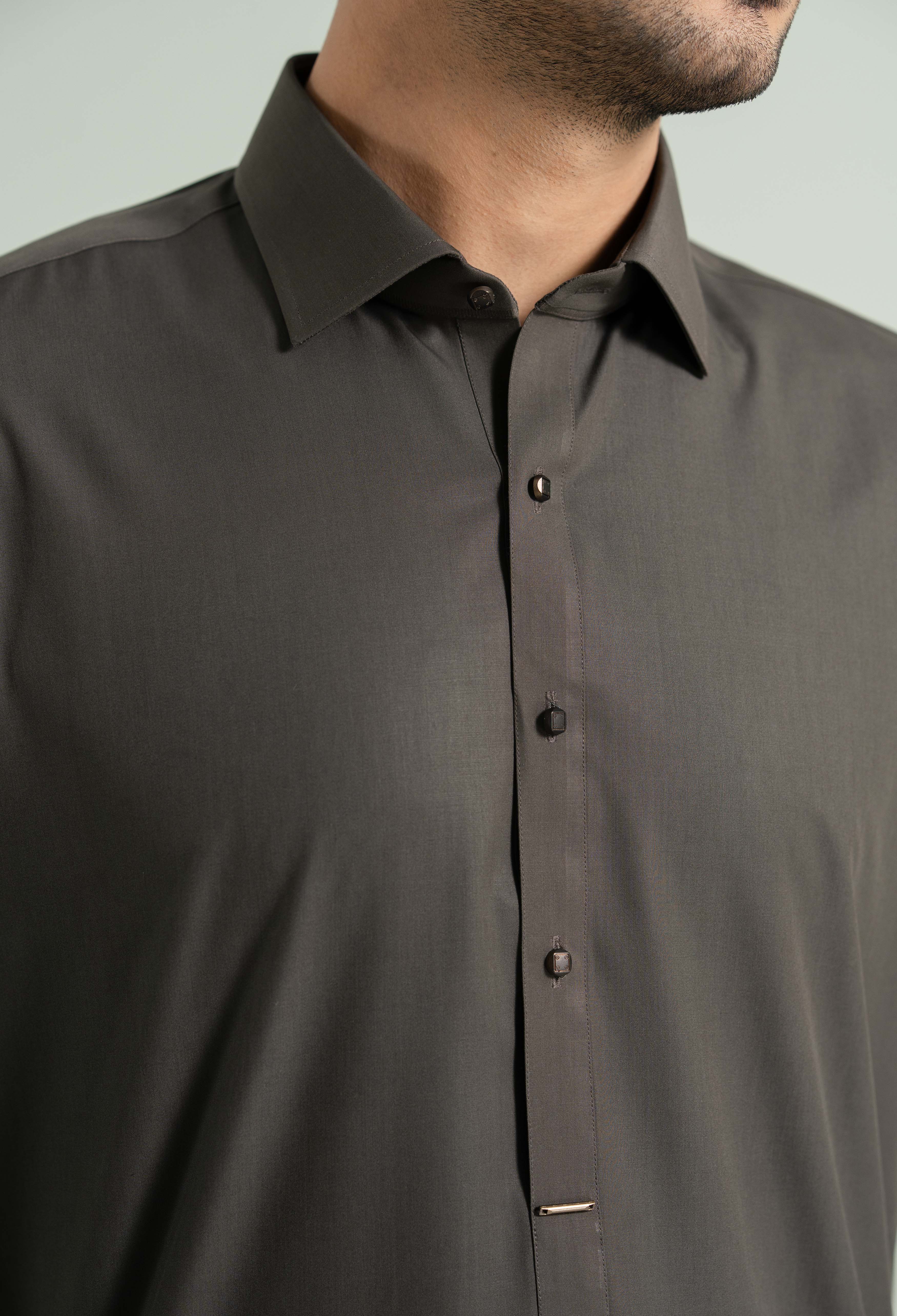 Dark Olive Detailing Kameez Shalwar - Image 4