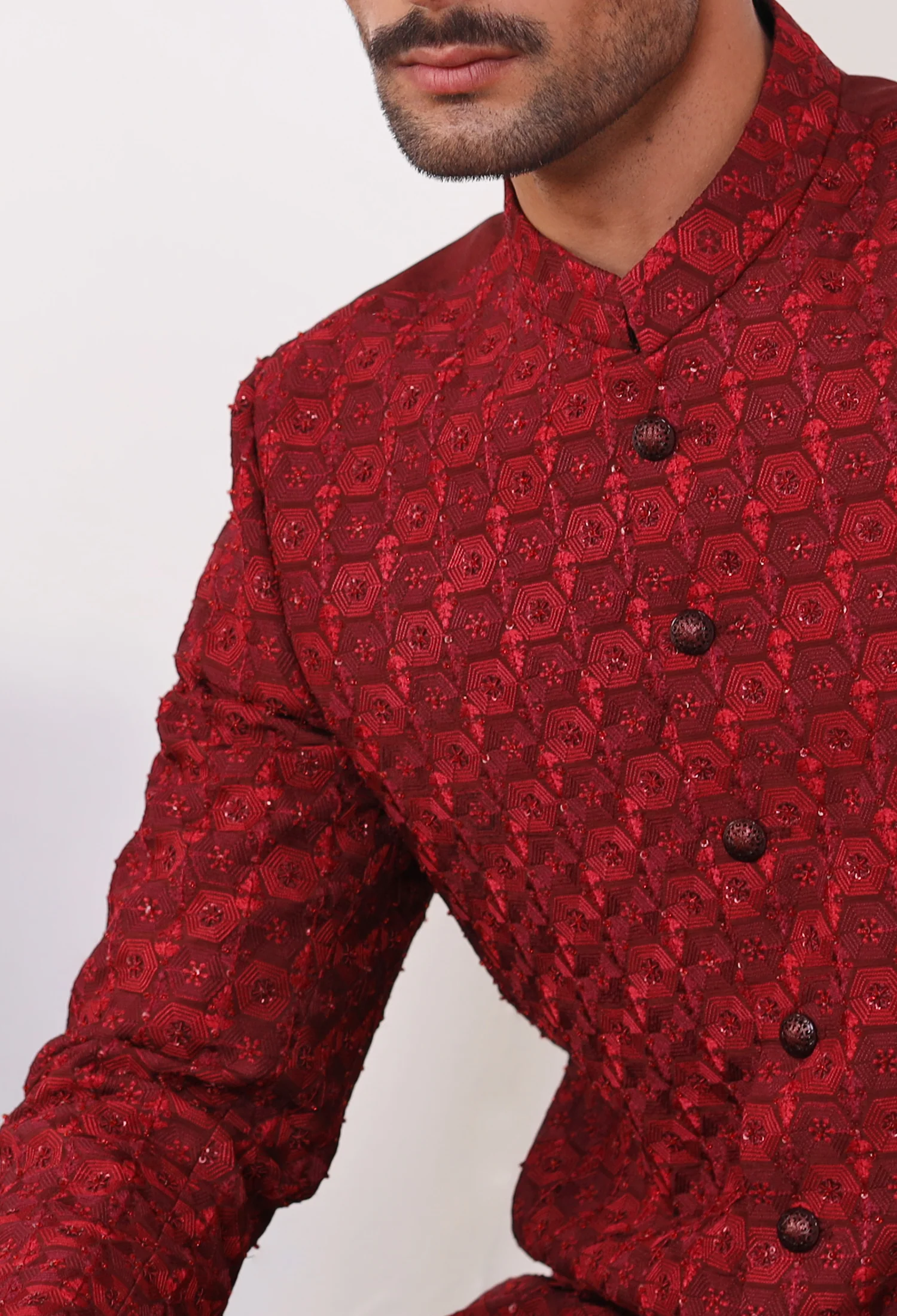 Deep Maroon Prince Coat (PC-000440) - Image 3