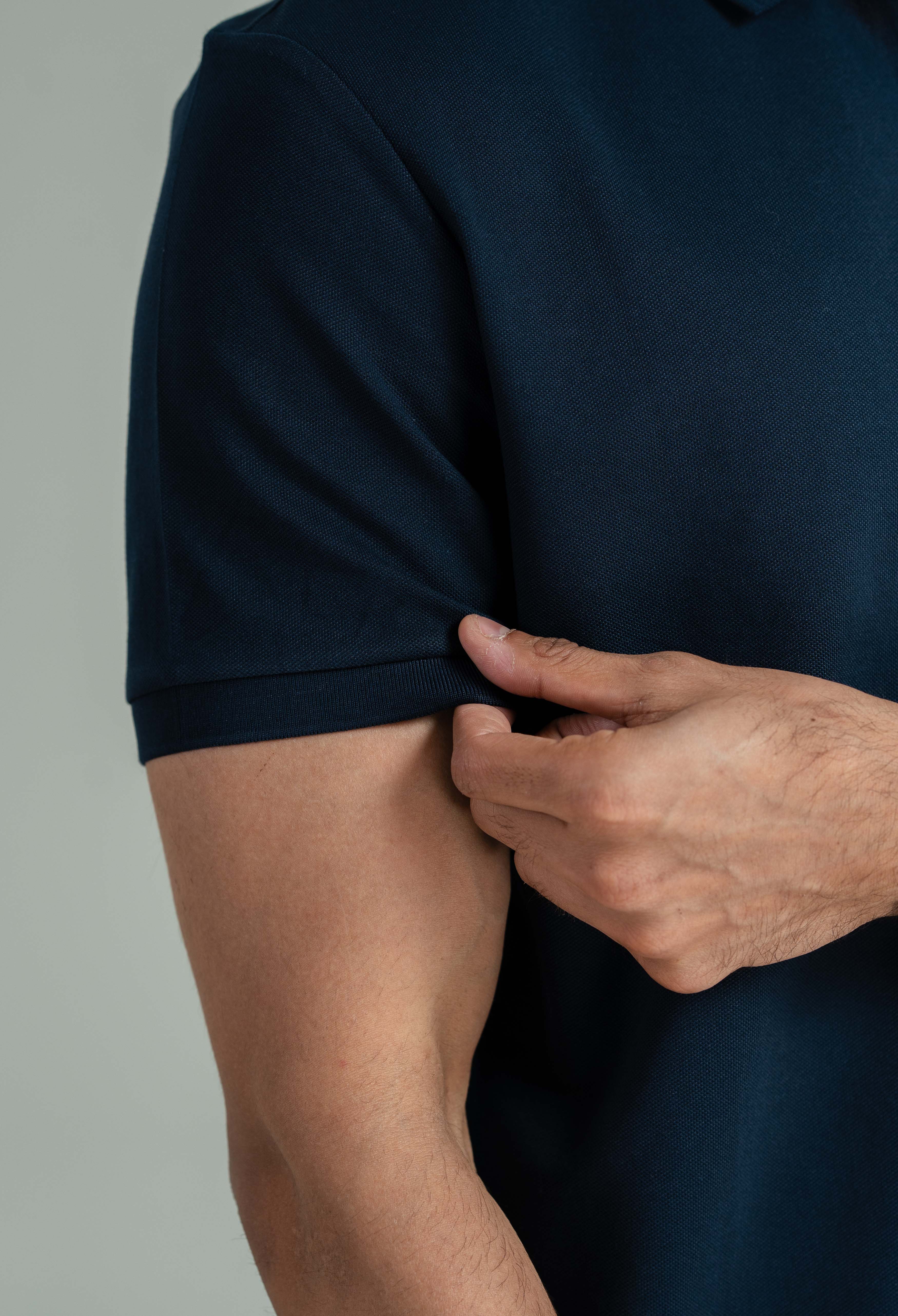 Deep Navy Zip Styled Polo - Image 4