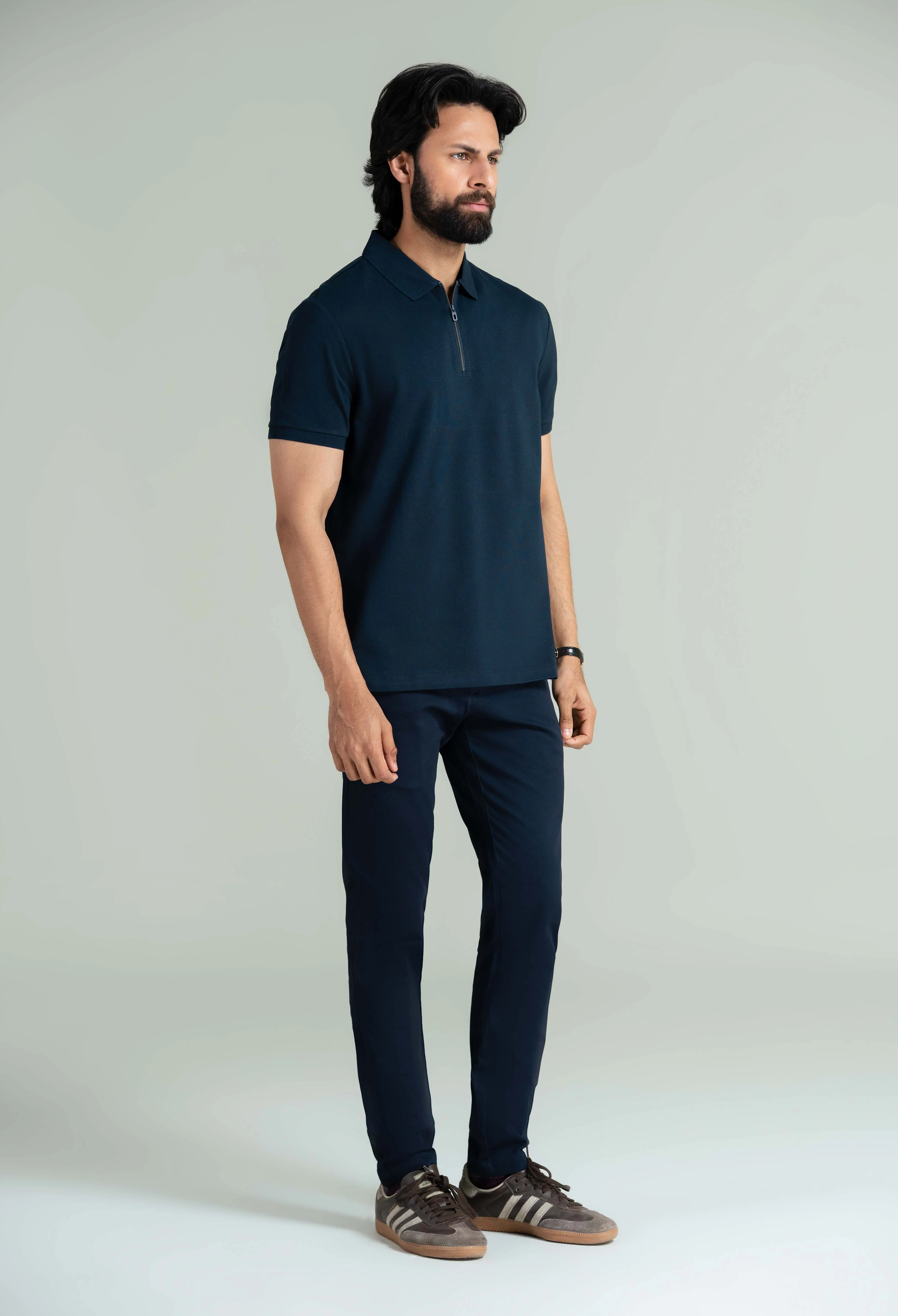 Deep Navy Zip Styled Polo - Image 6