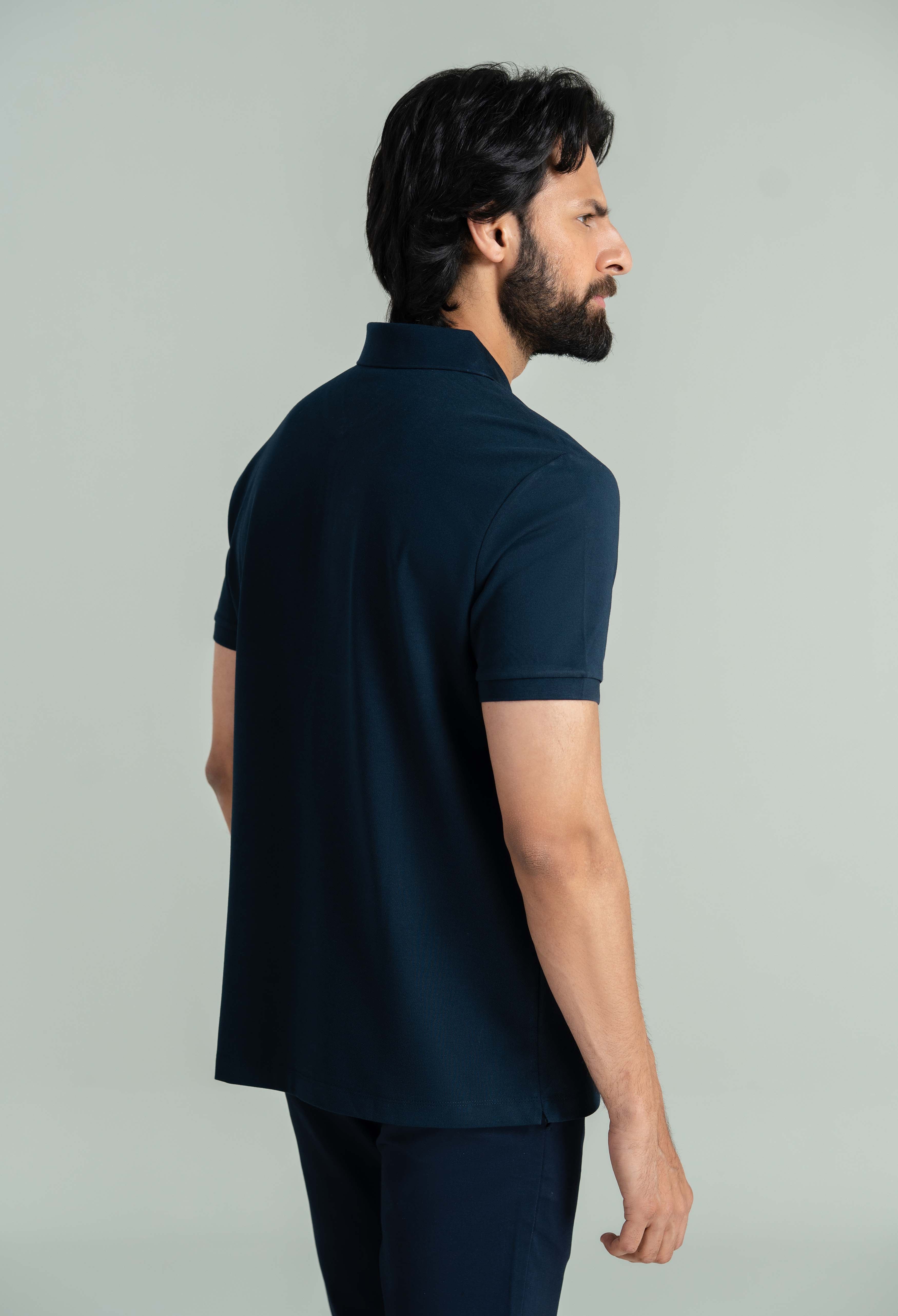 Deep Navy Zip Styled Polo - Image 7