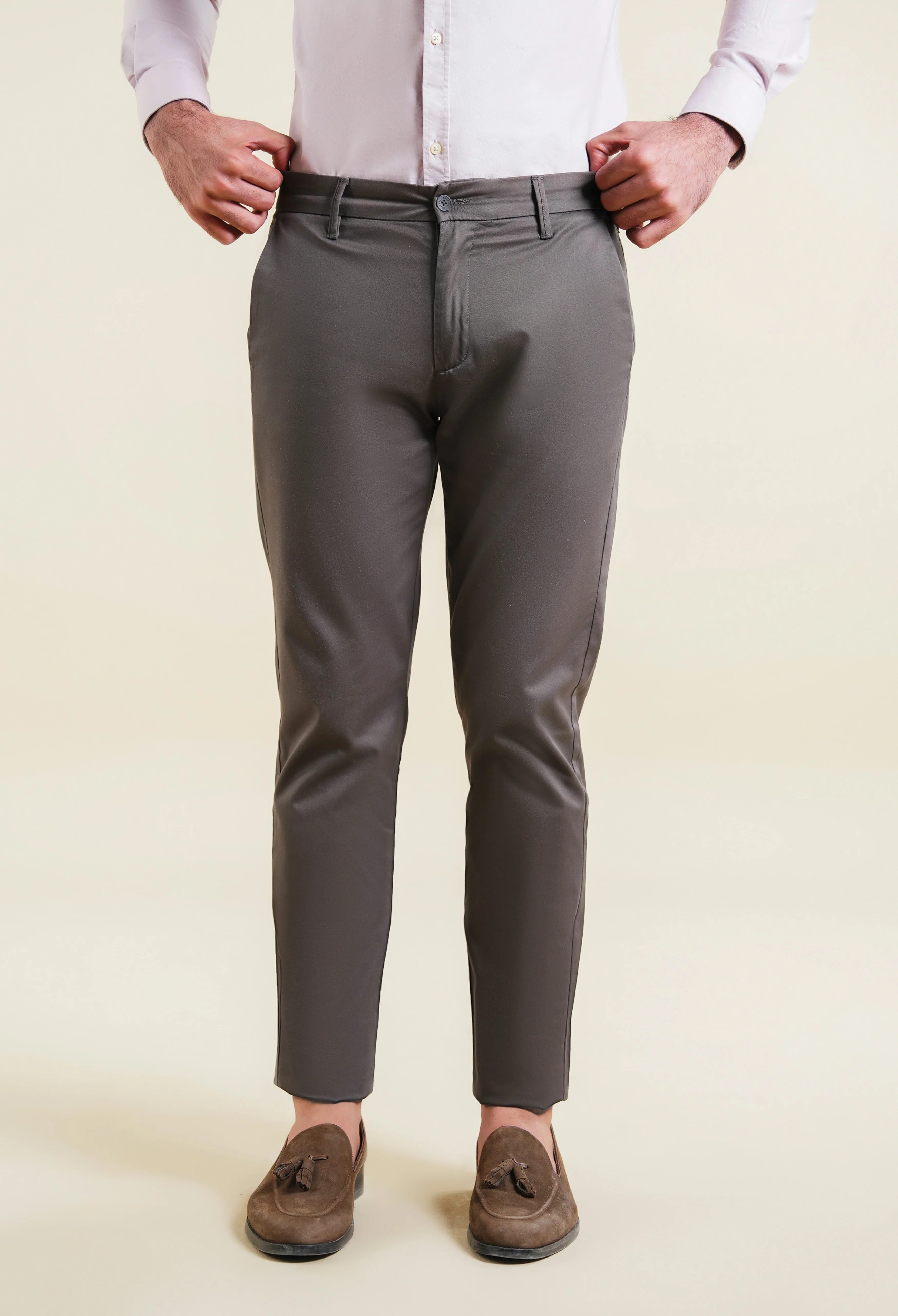 Dust Grey Cotton Trouser - Image 4