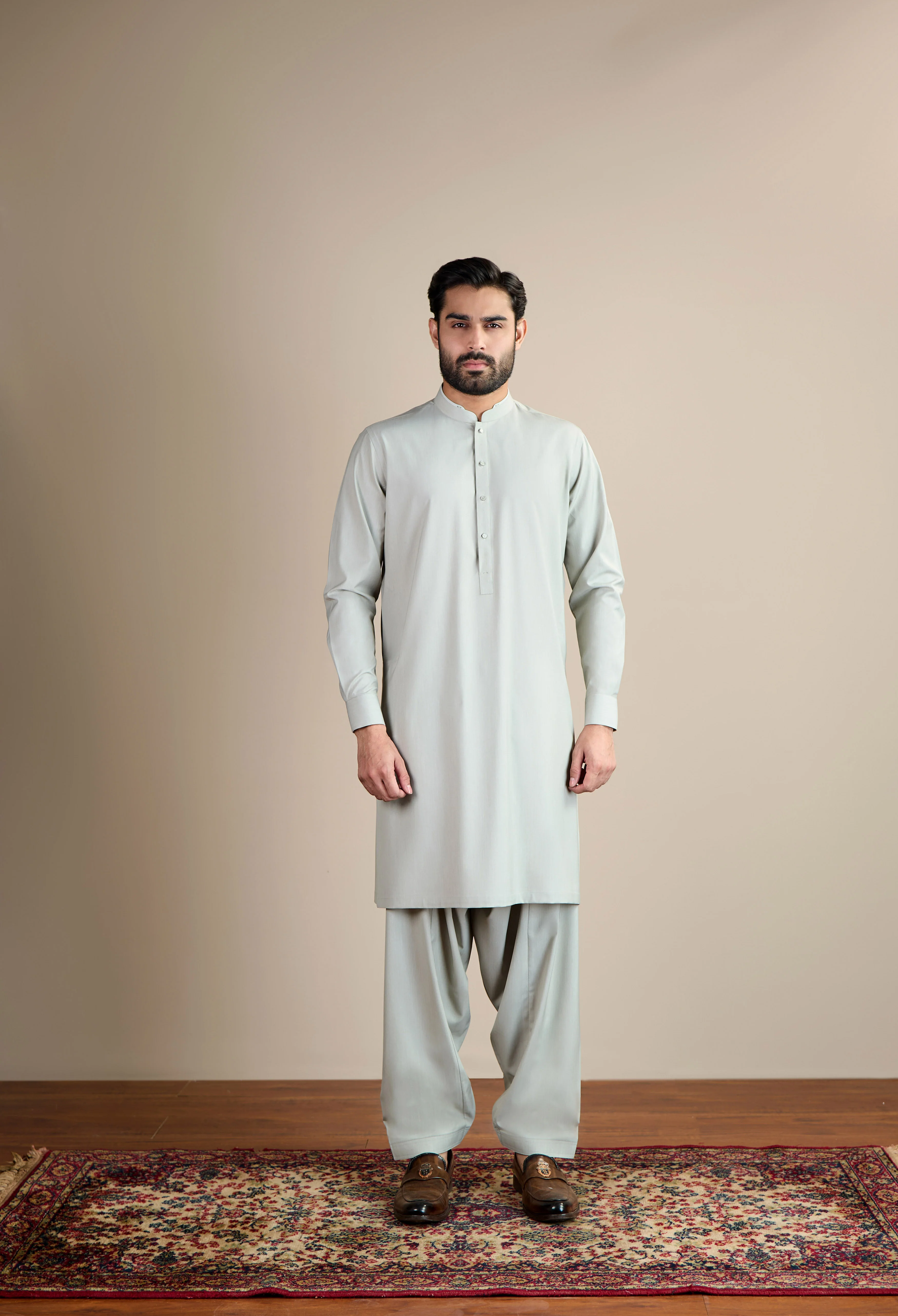 Dusty Beige blended Kameez Shalwar - Image 2