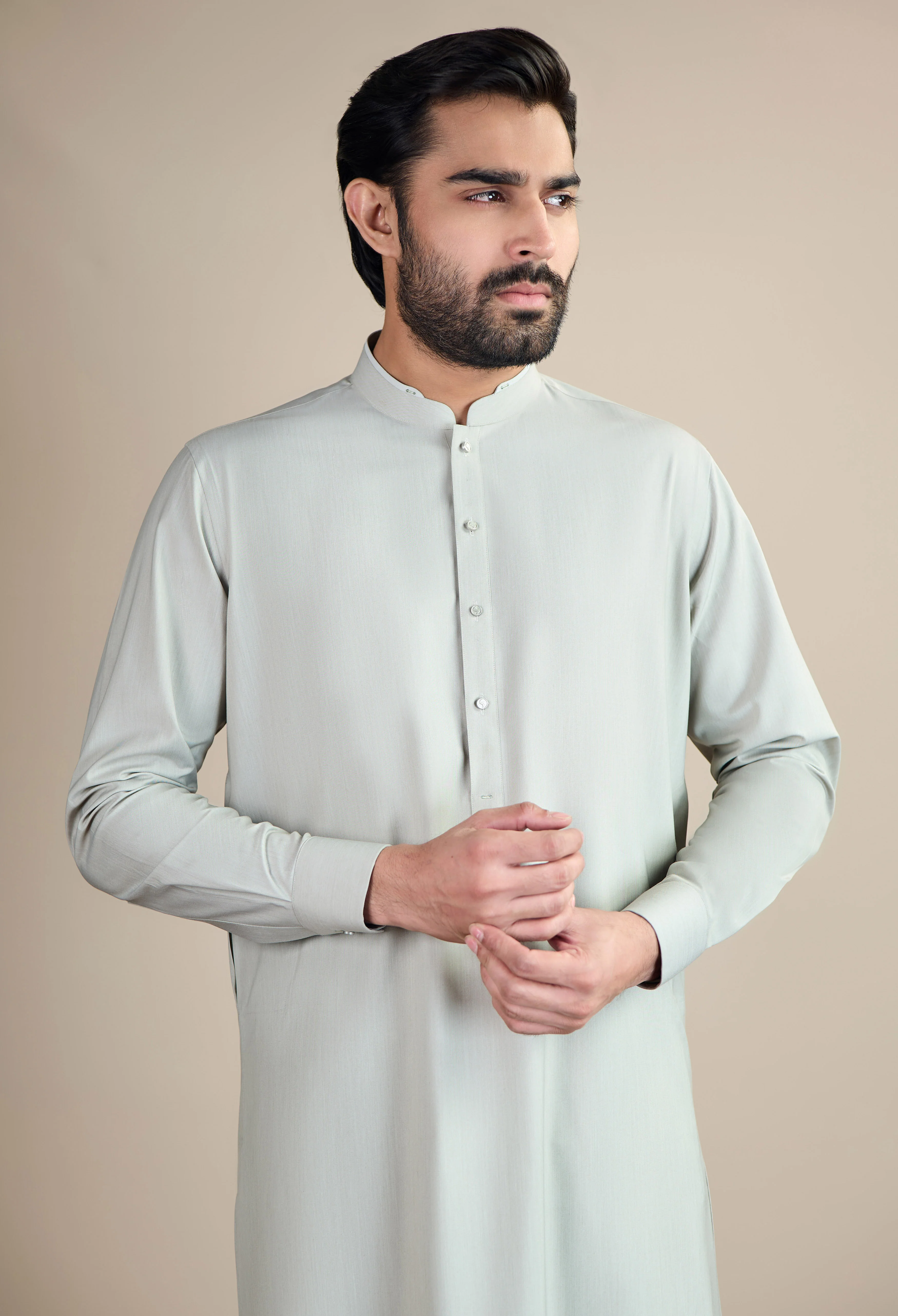 Dusty Beige blended Kameez Shalwar - Image 4