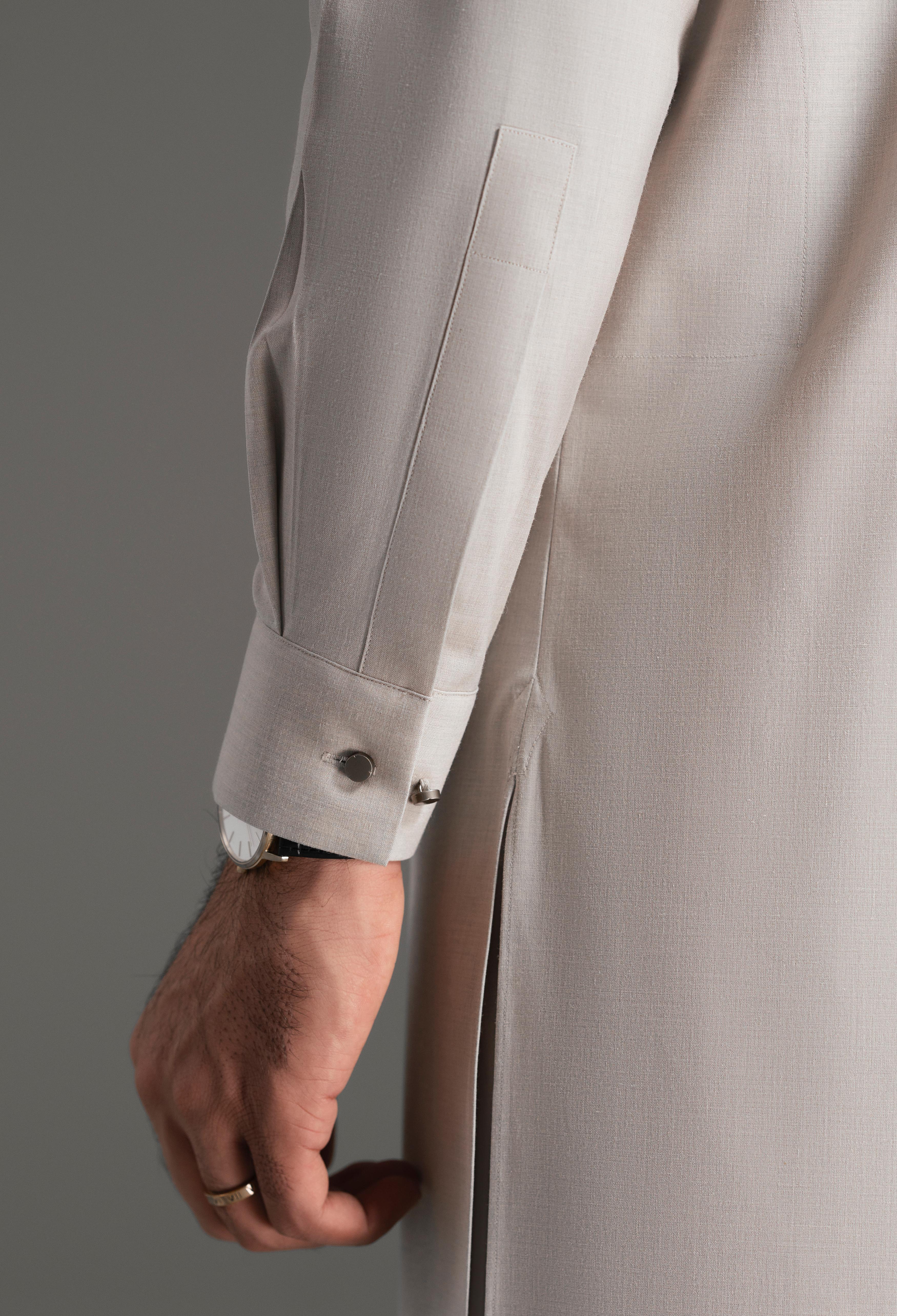 Dusty Beige Blended Kurta Pajama - Image 5