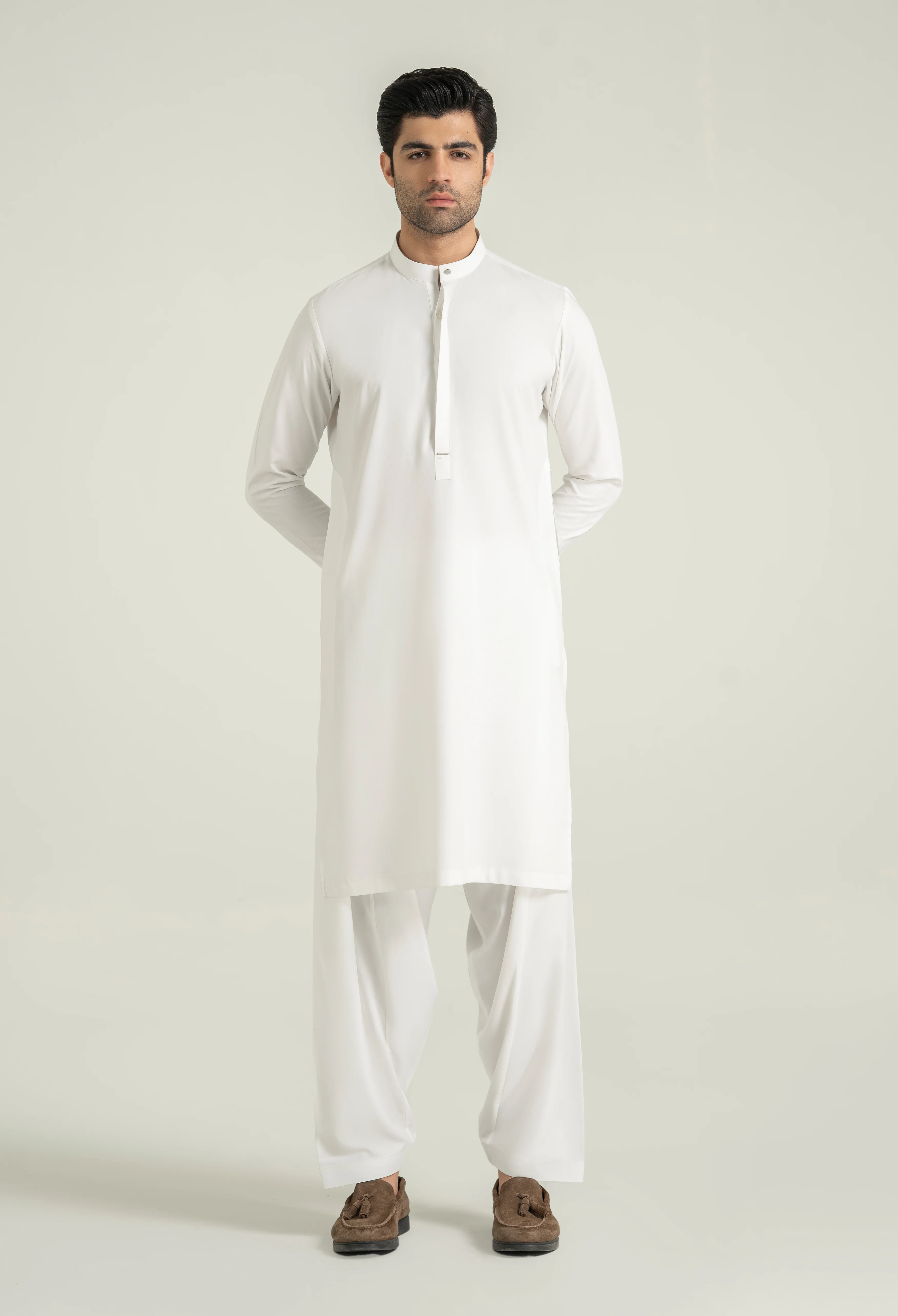 Egg White Blended Kameez Shalwar - Image 3