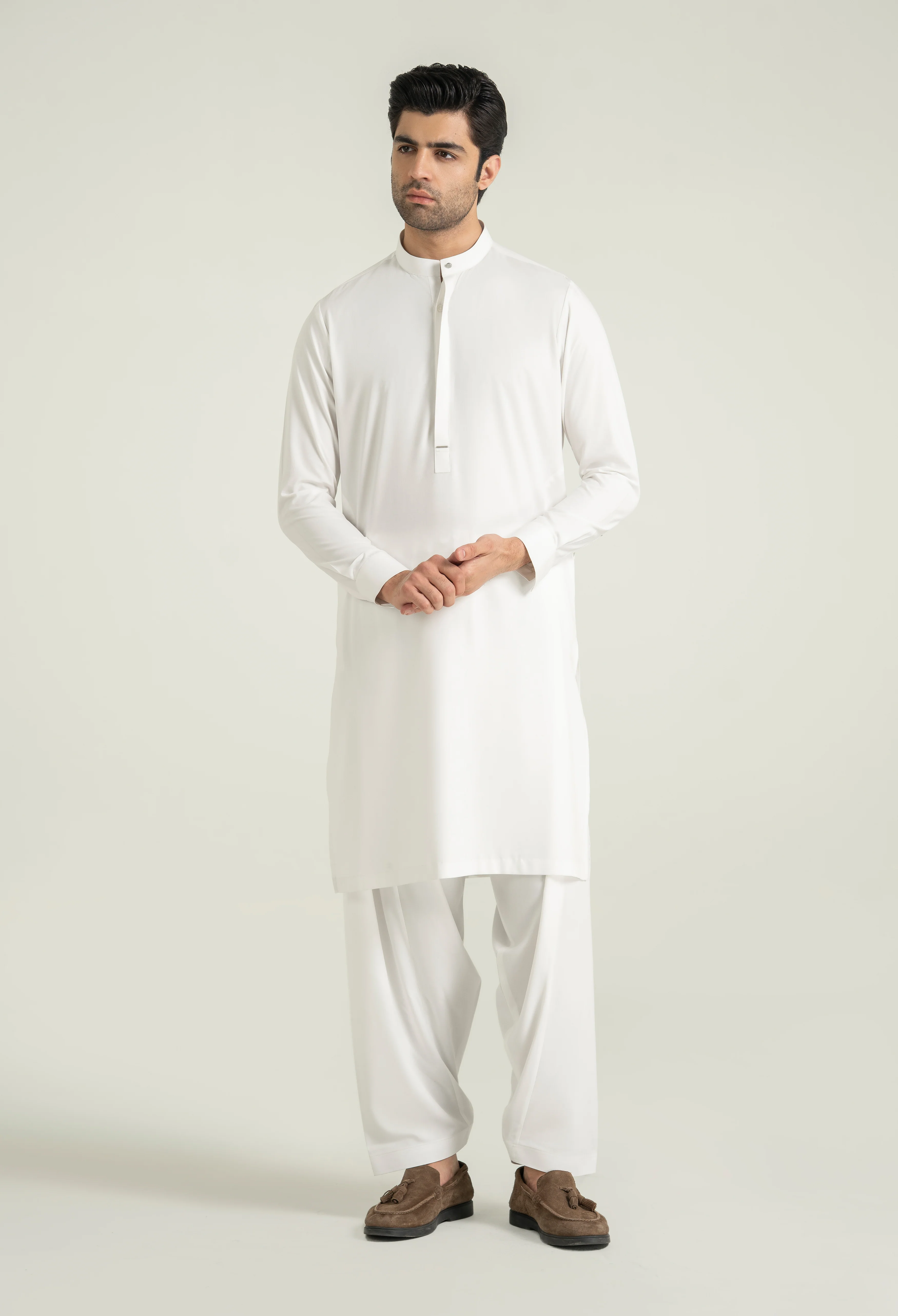 Egg White Blended Kameez Shalwar - Image 4