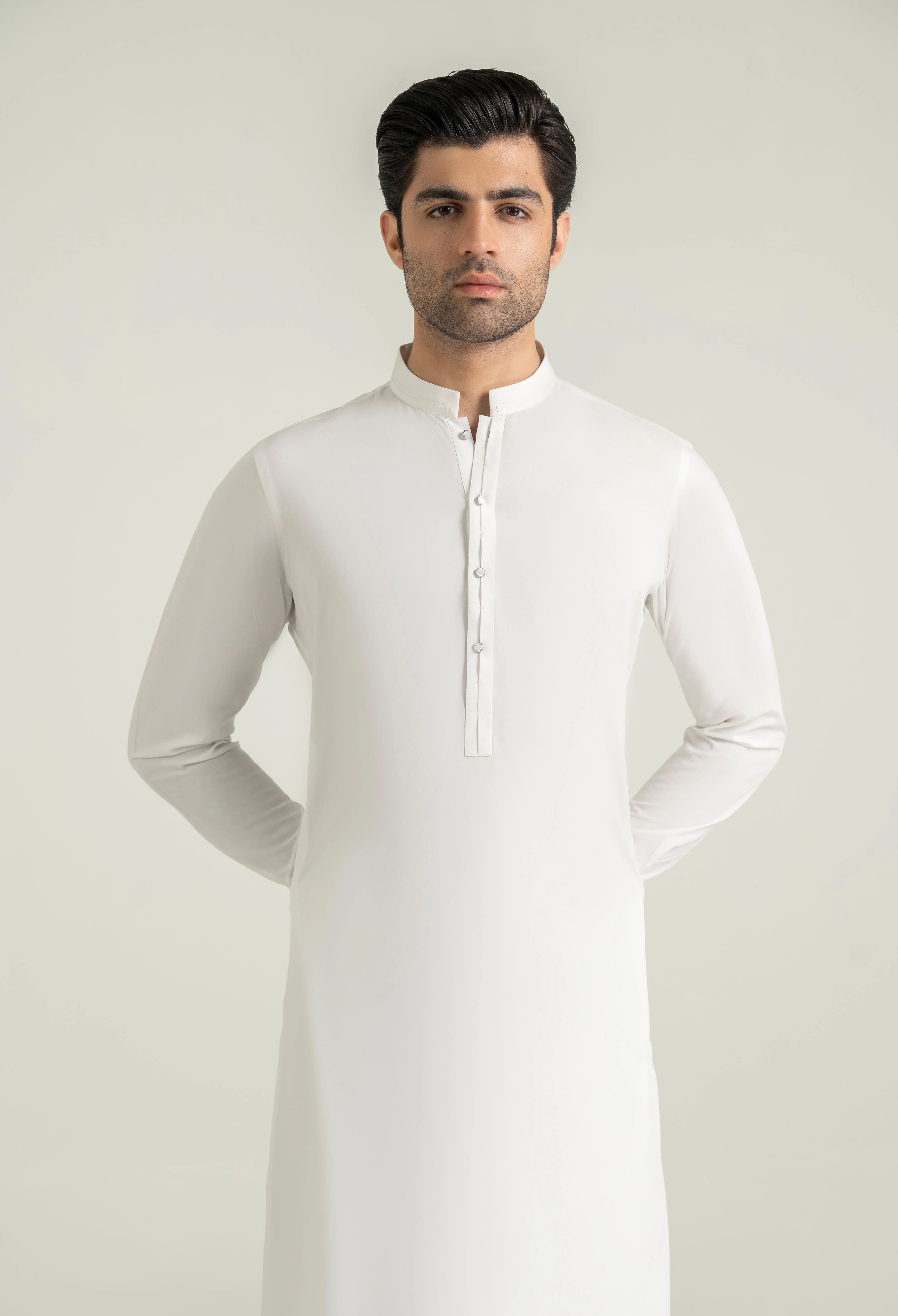 Egg White Blended Kameez Shalwar - Image 2
