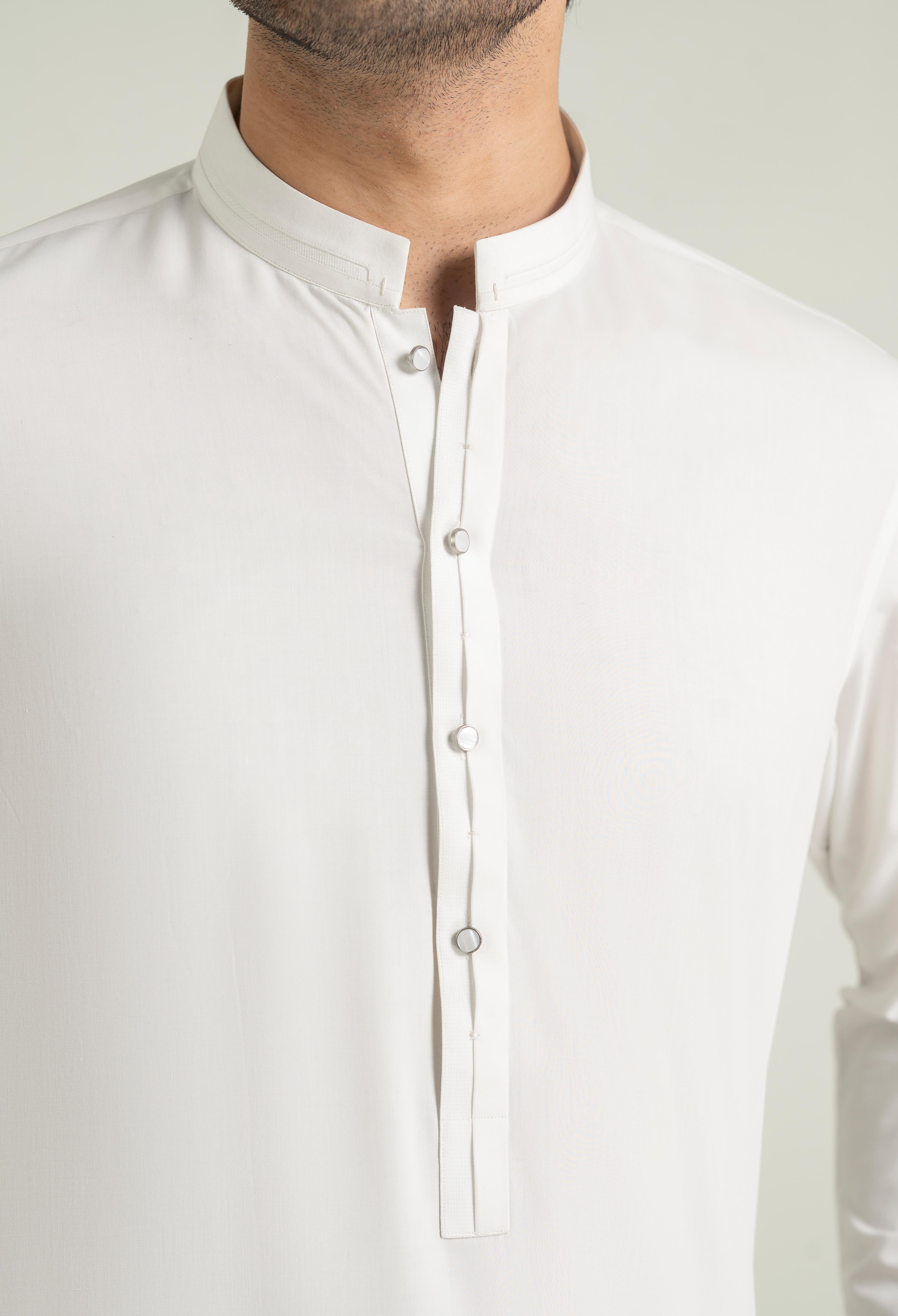 Egg White Blended Kameez Shalwar - Image 3