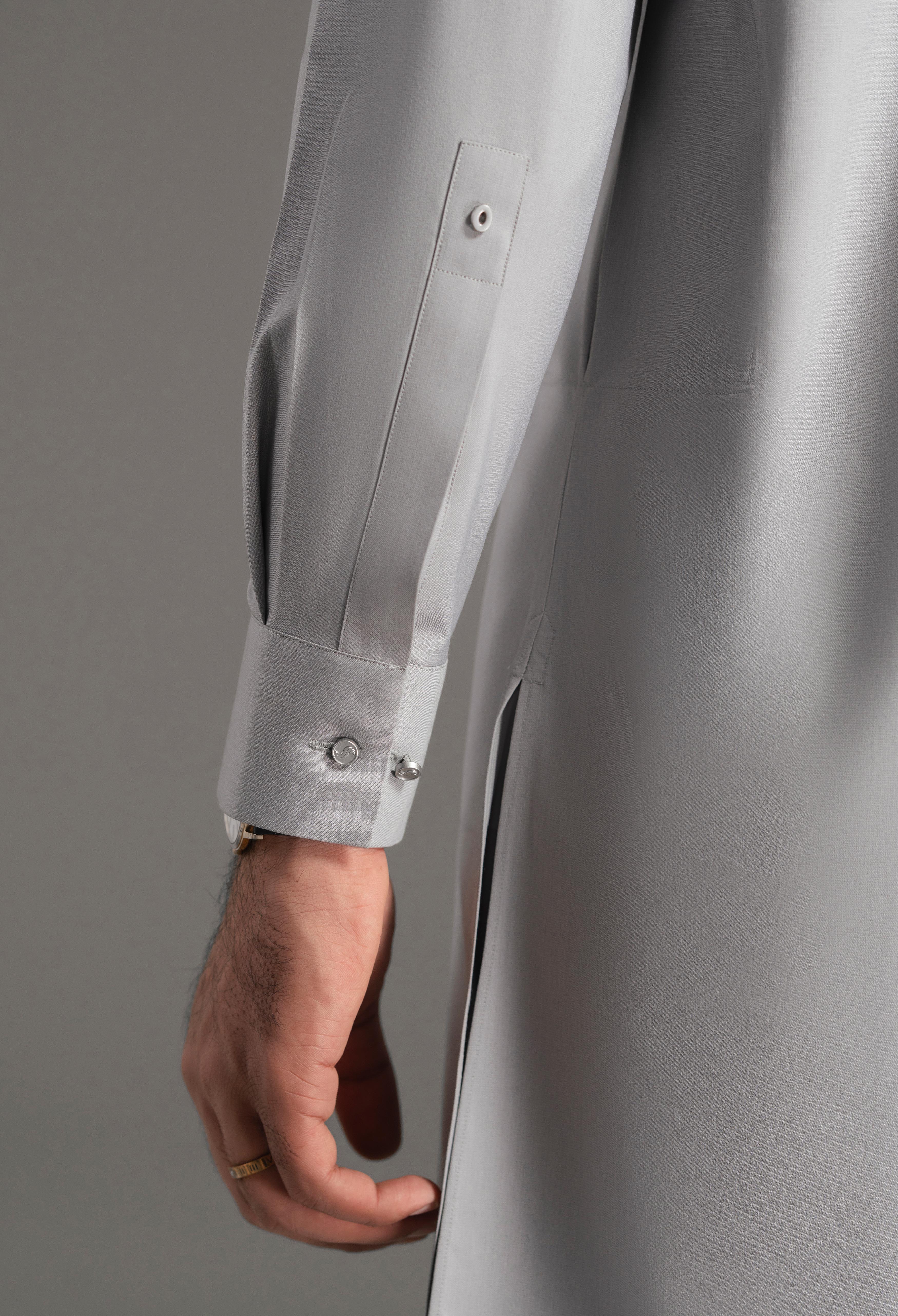 Fossil Grey Blended Kurta Pajama - Image 4