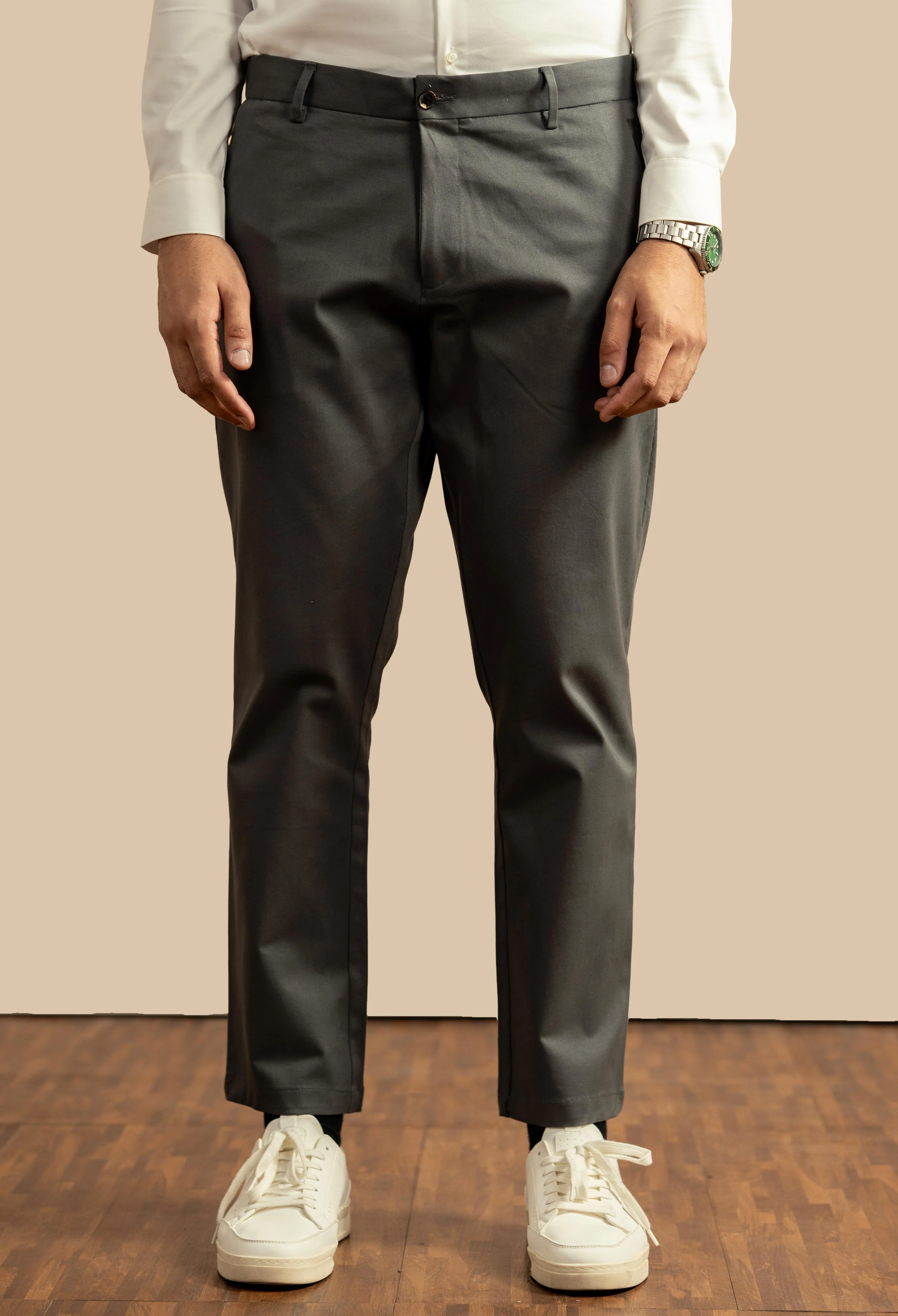 Grey Blue Cotton Trouser - Image 4