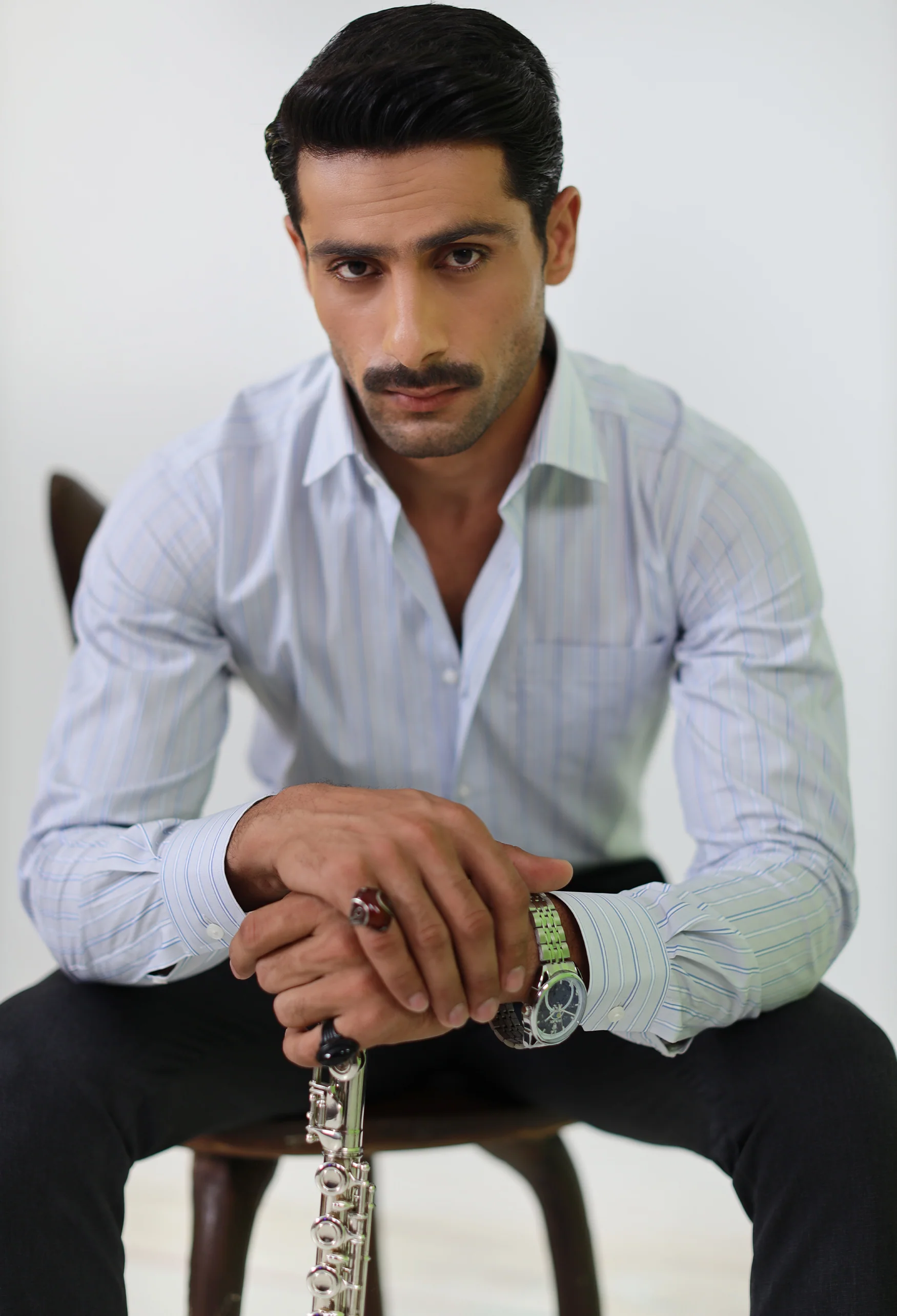Greyish Blue Stripes Shirt - Image 4