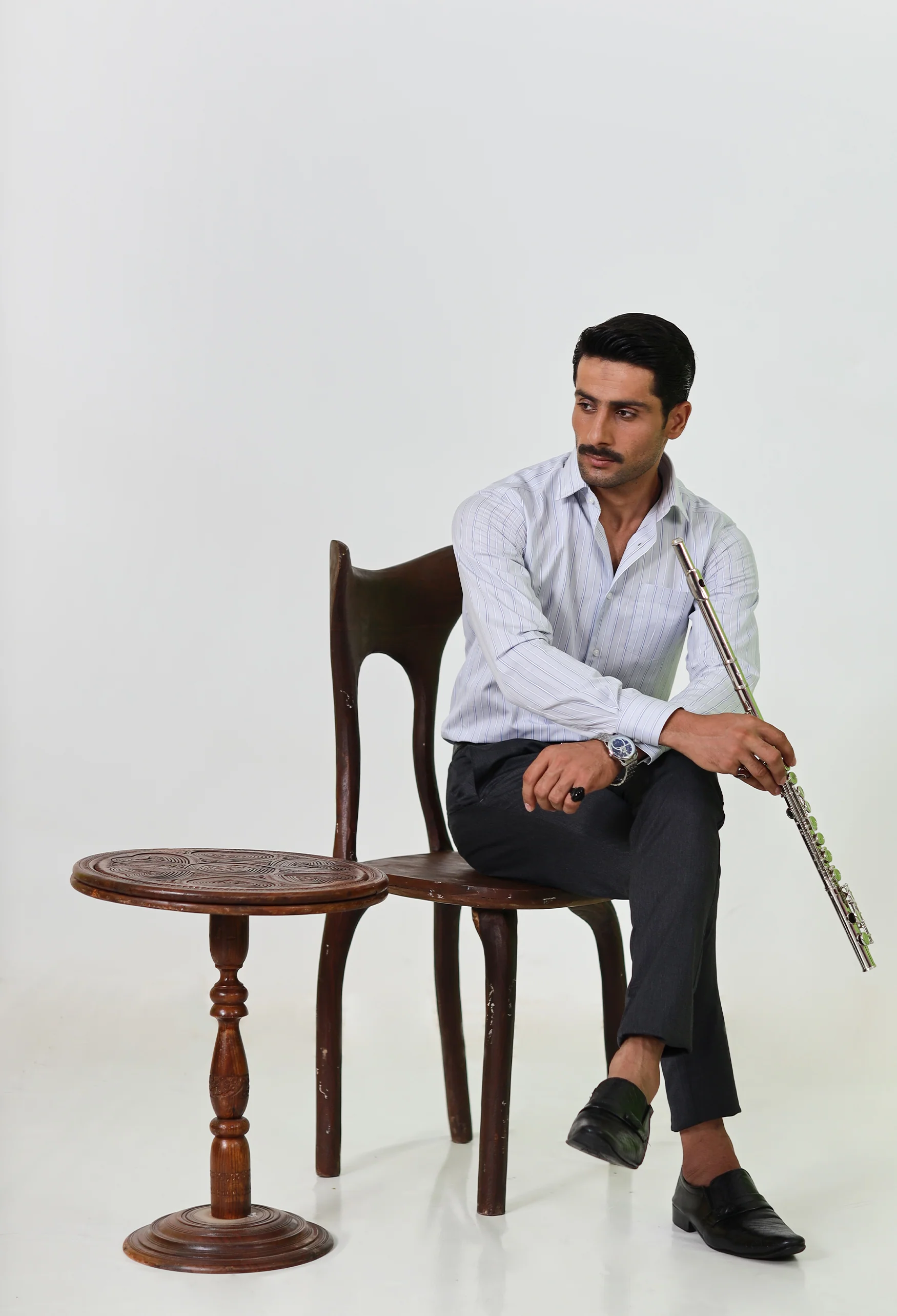 Greyish Blue Stripes Shirt - Image 5
