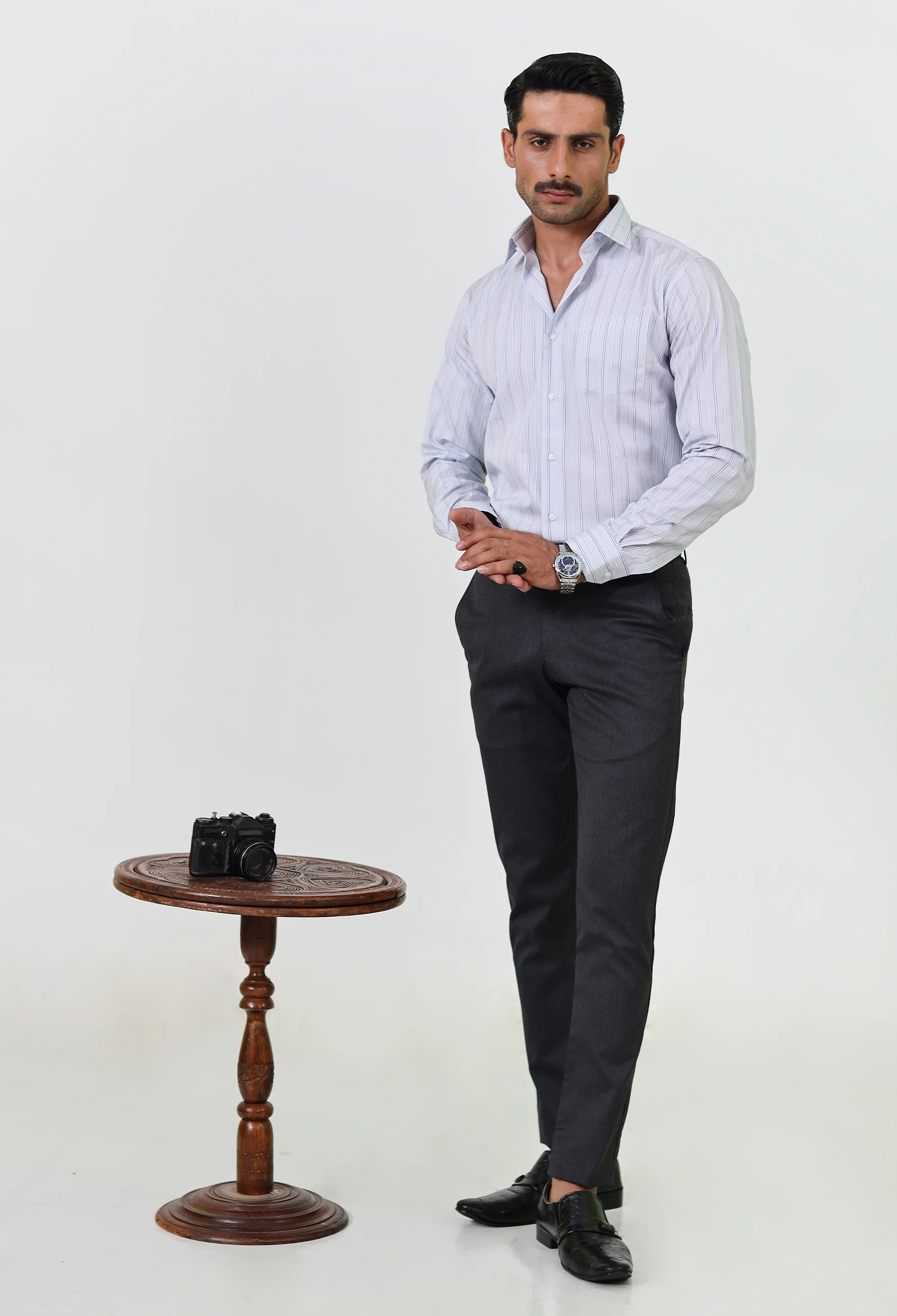 Greyish Blue Stripes Shirt - Image 6