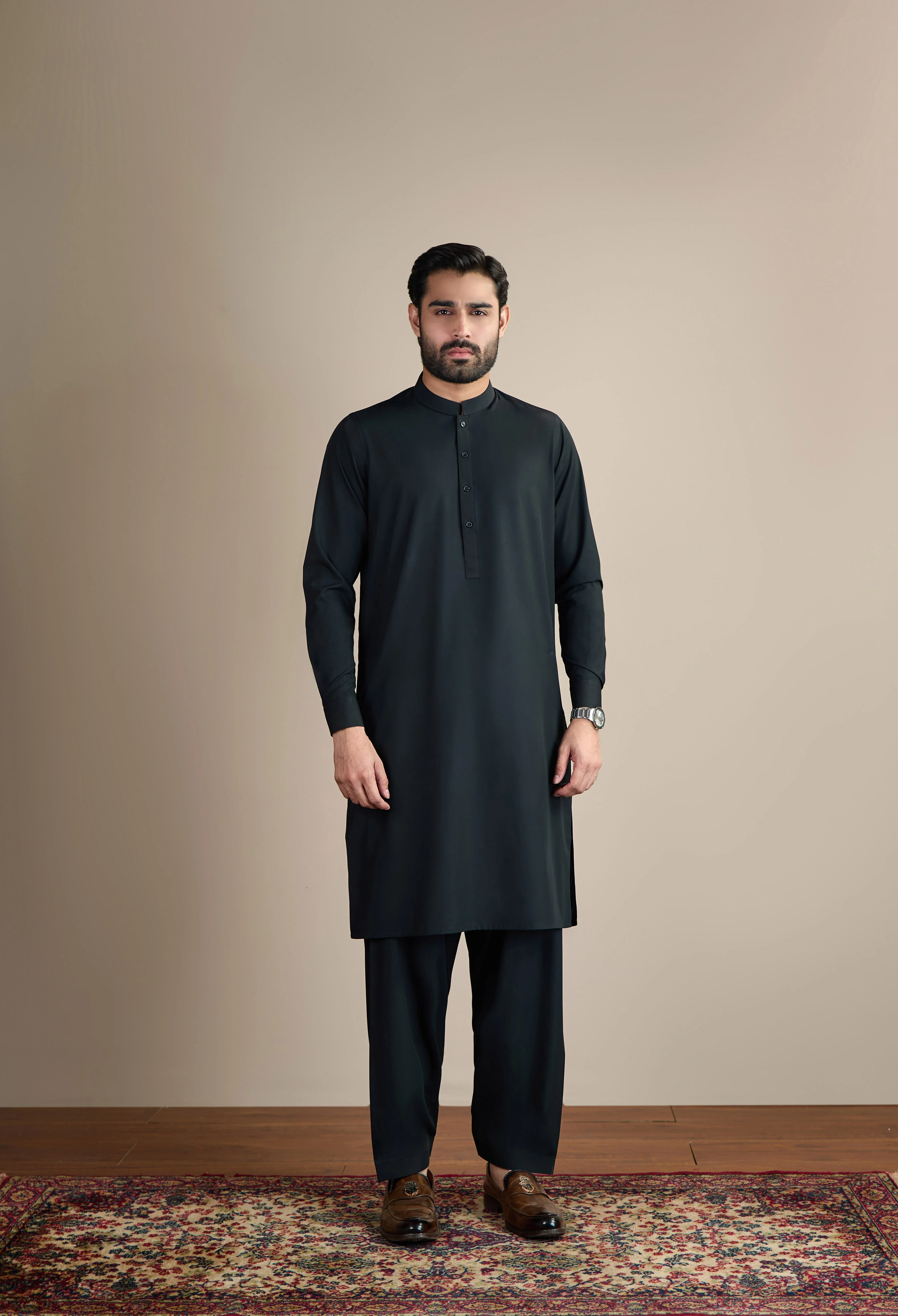 Jet Black Blended Kameez Shalwar - Image 4