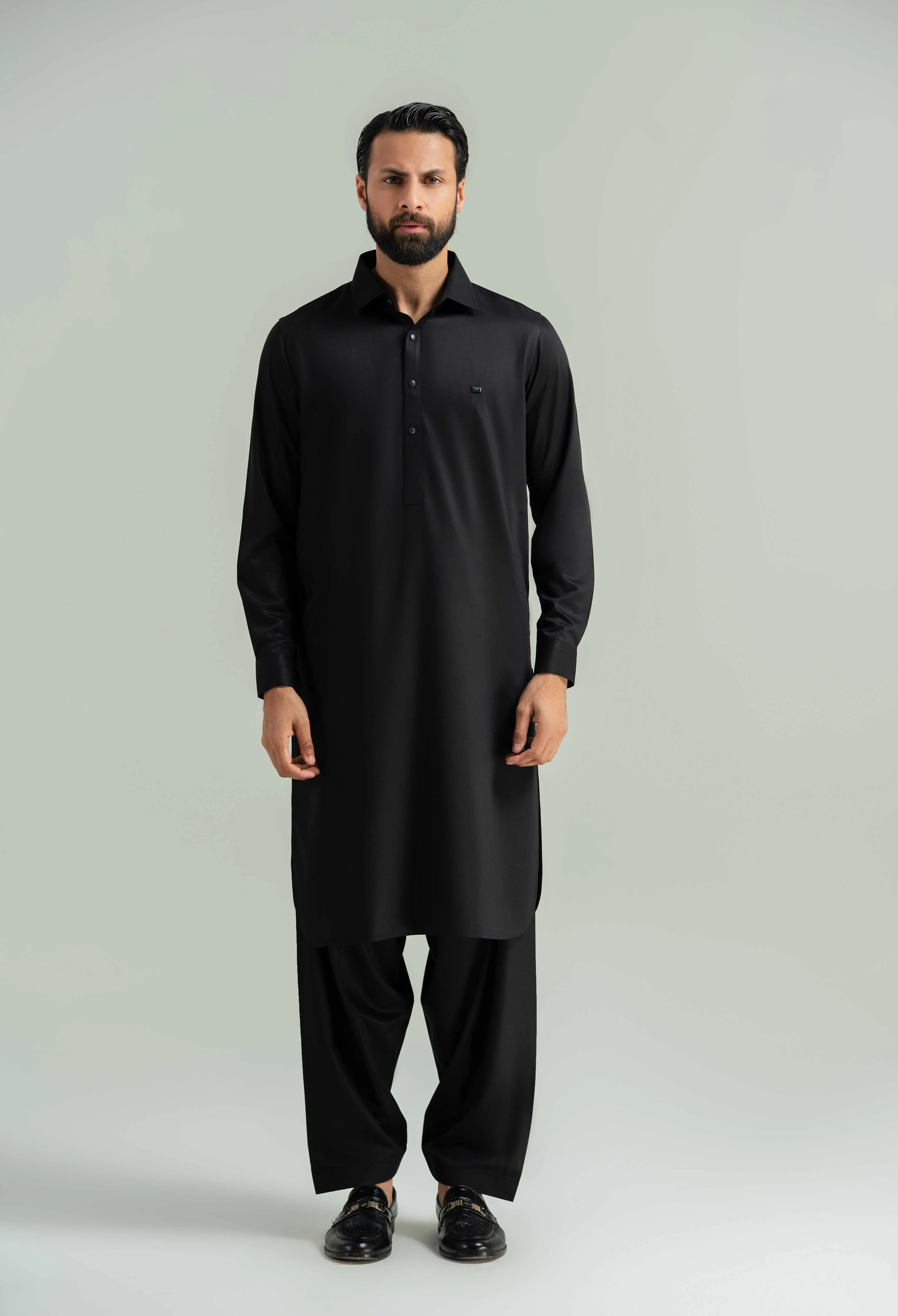 Jet Black Blended Kameez Shalwar - Image 10