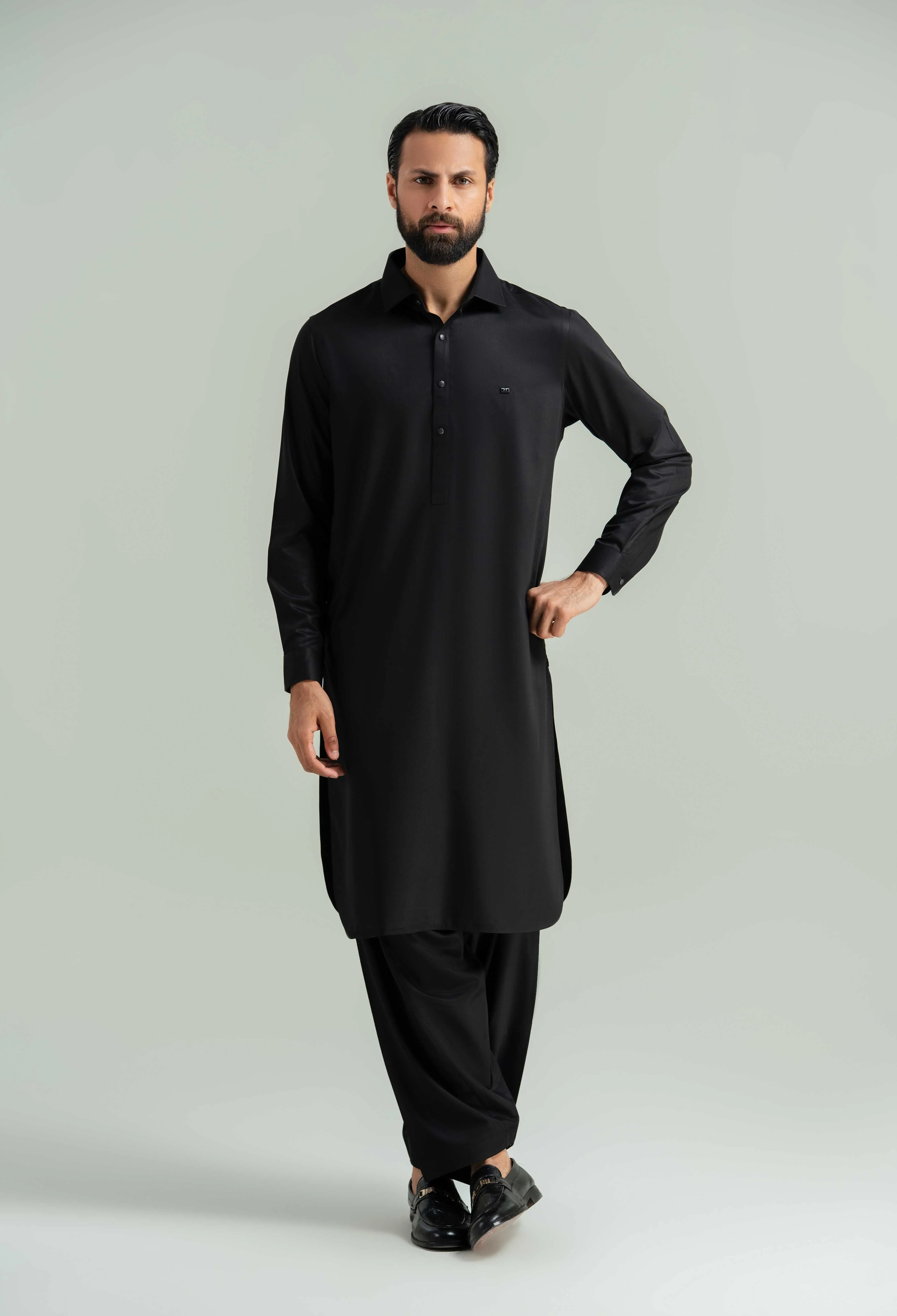 Jet Black Blended Kameez Shalwar - Image 6