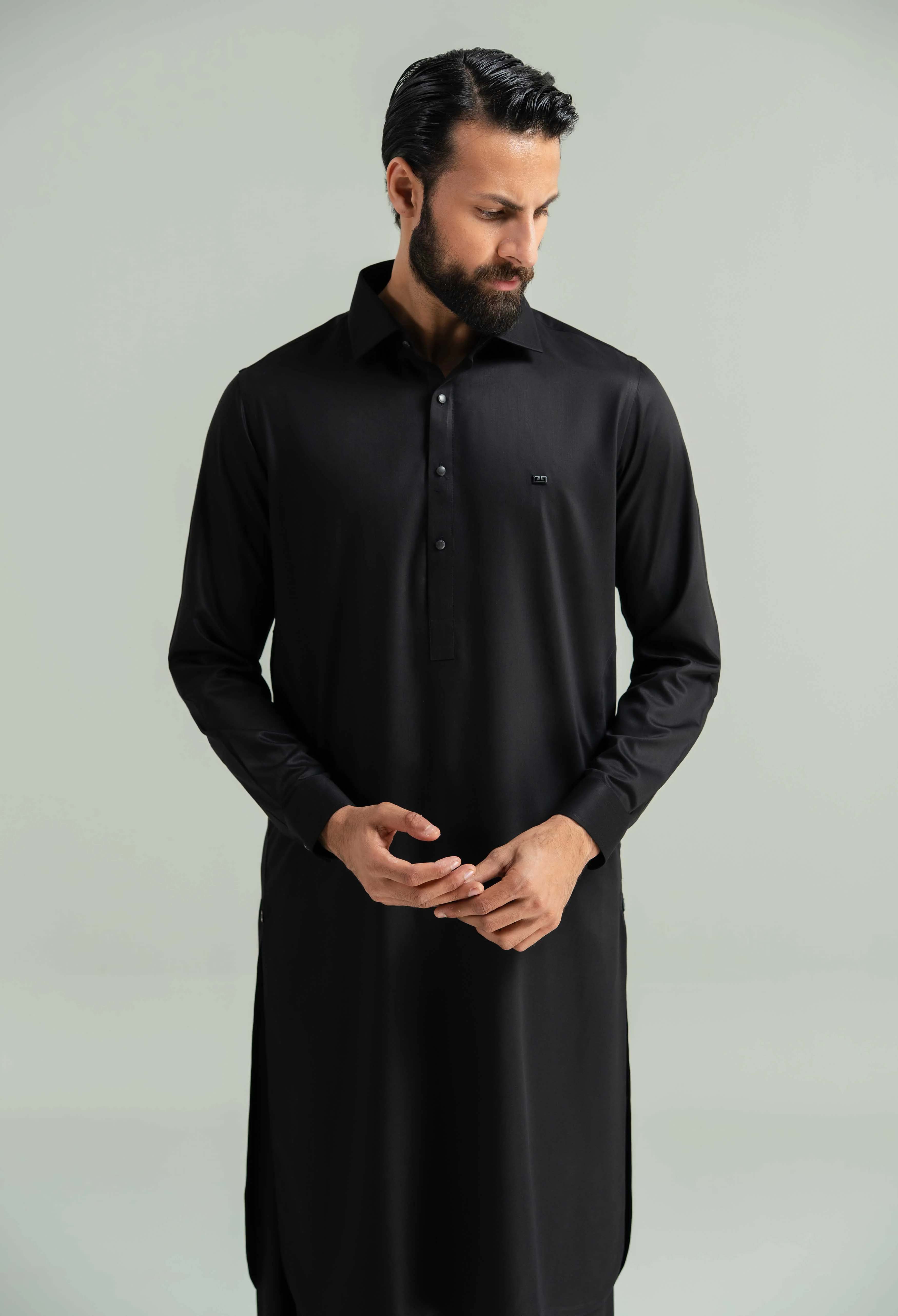 Jet Black Blended Kameez Shalwar - Image 7