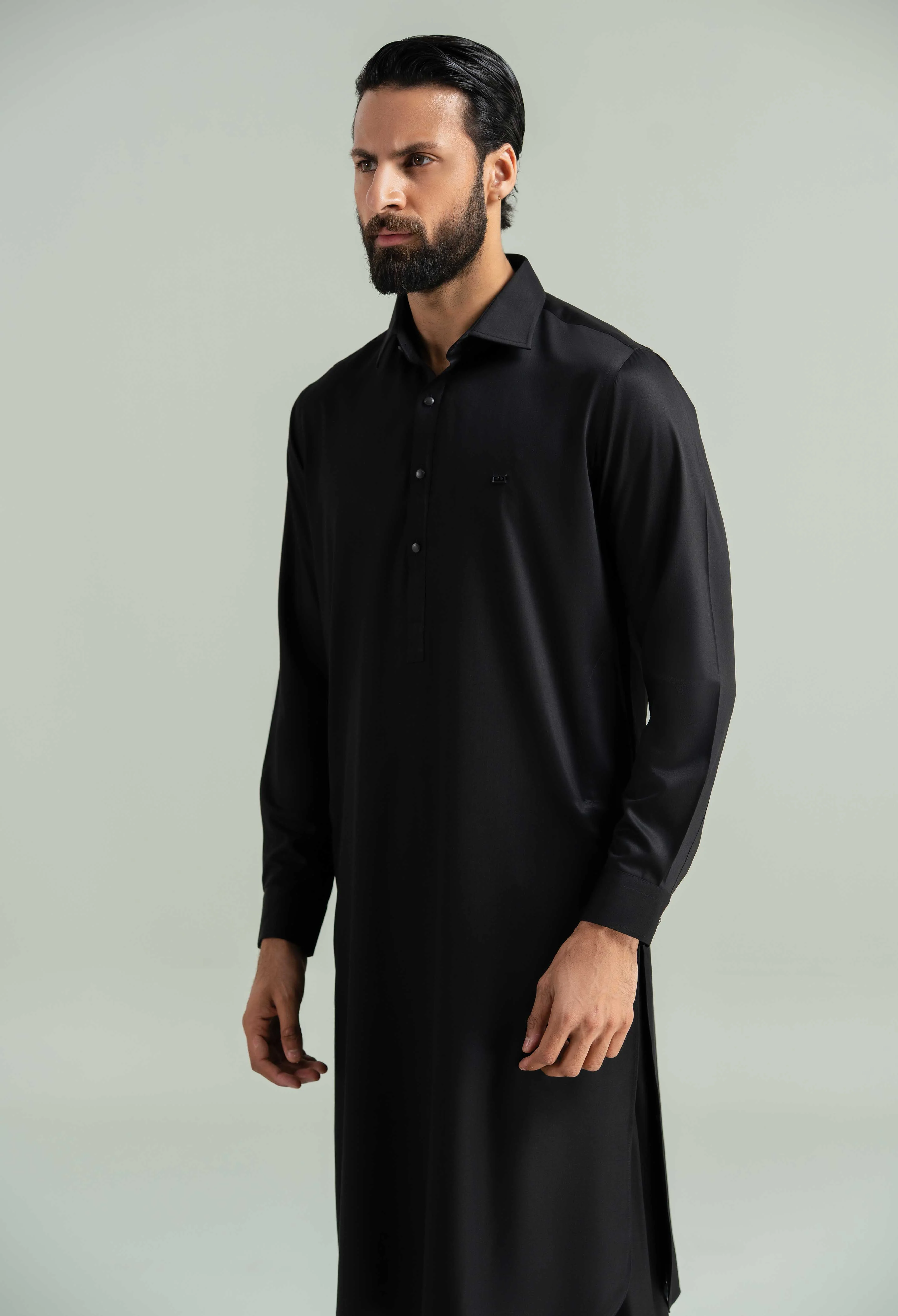 Jet Black Blended Kameez Shalwar - Image 8