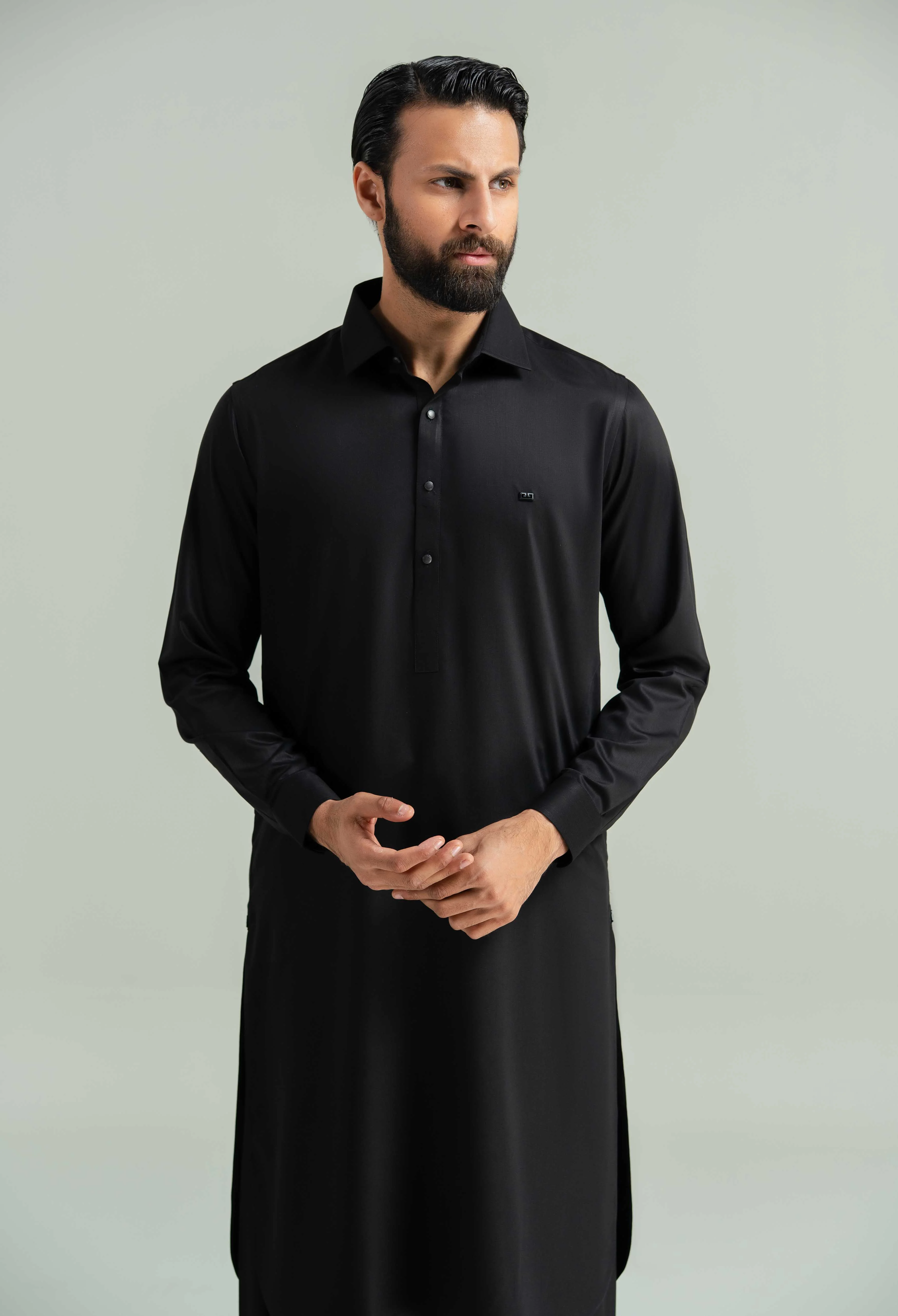 Jet Black Blended Kameez Shalwar - Image 9