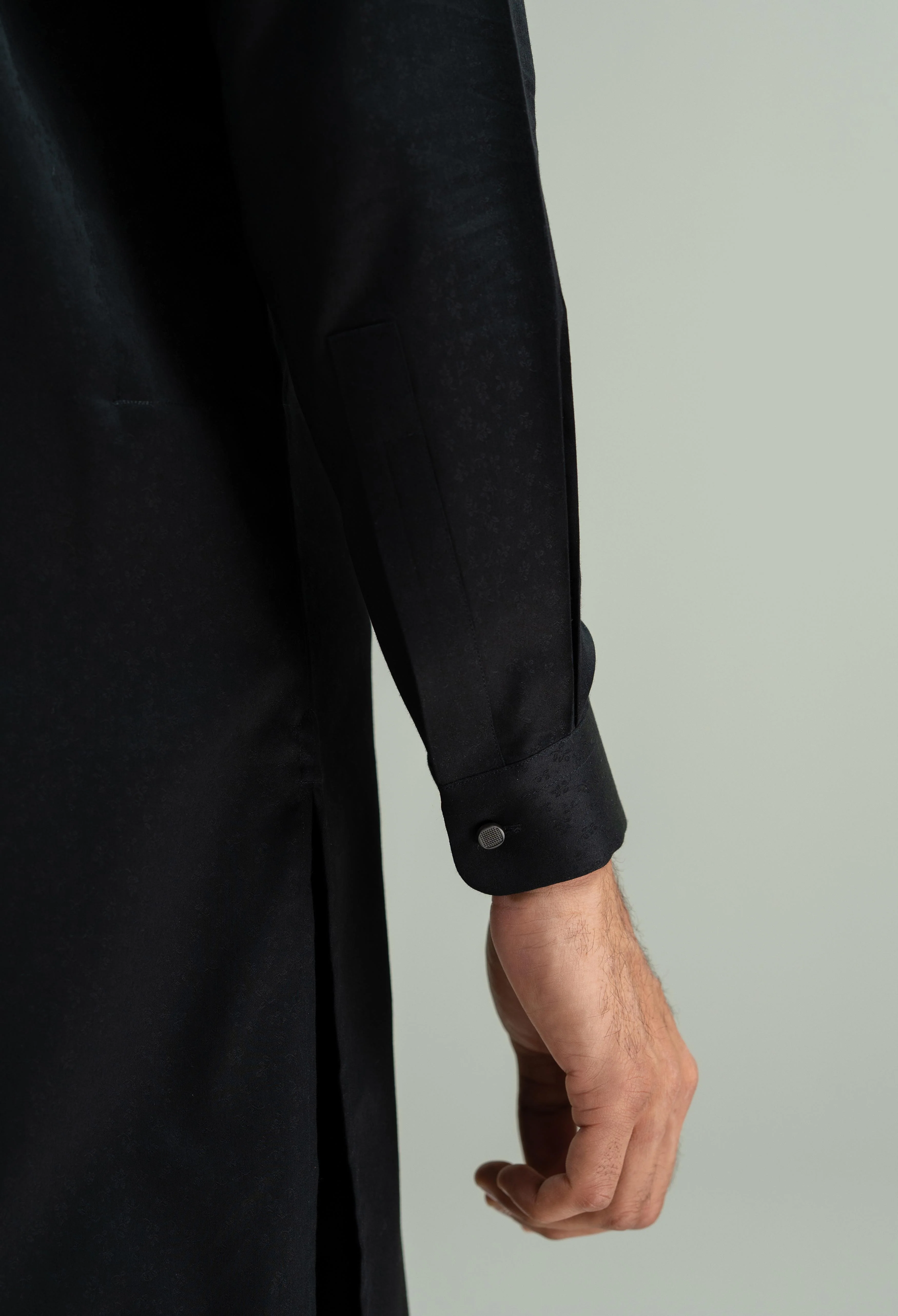 Jet Black Cotton Kameez Shalwar - Image 3