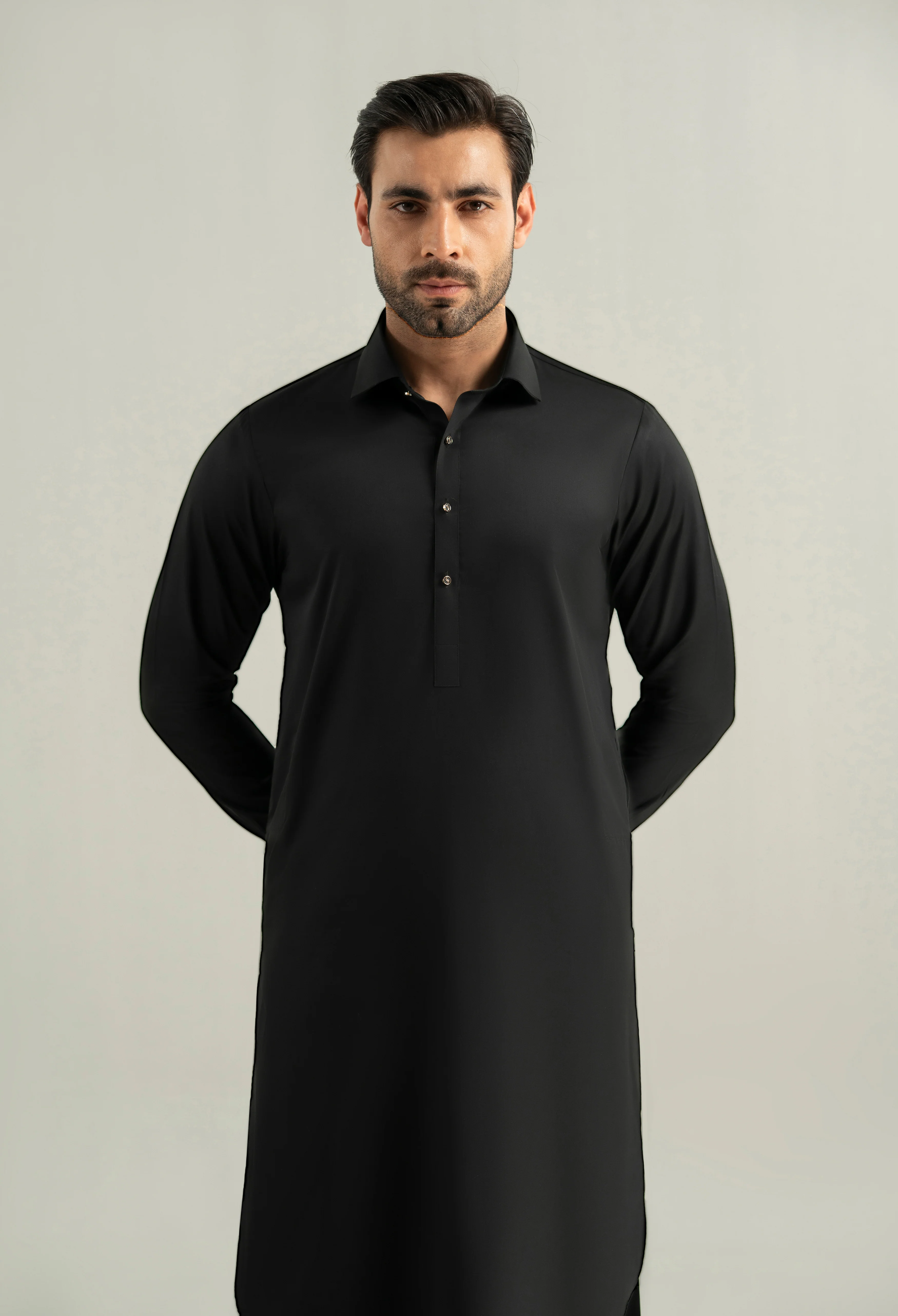 Jet Black Cotton Kameez Shalwar - Image 7