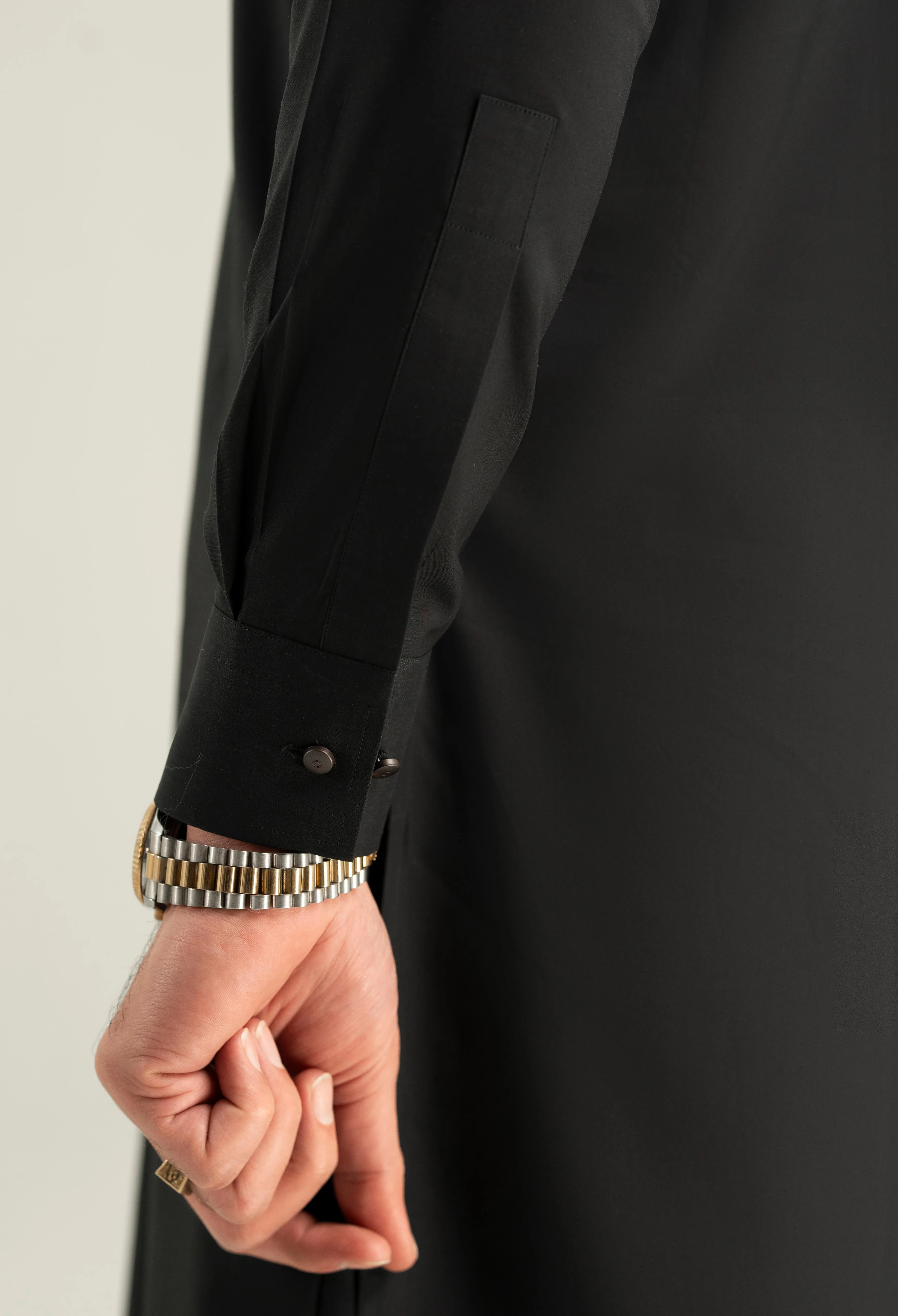 Jet Black Cotton Kameez Shalwar - Image 3