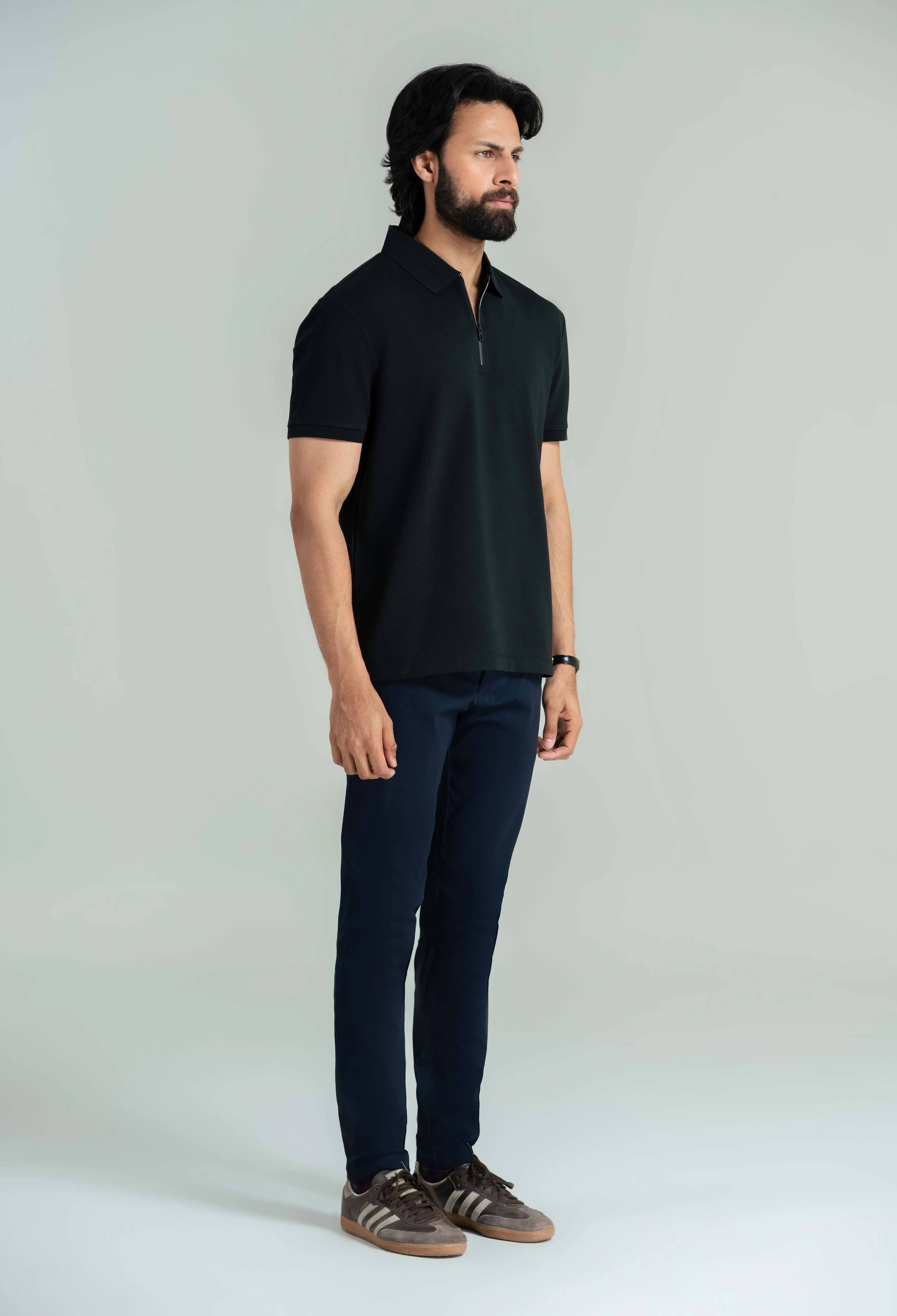 Jet Black Zip Styled Polo - Image 3