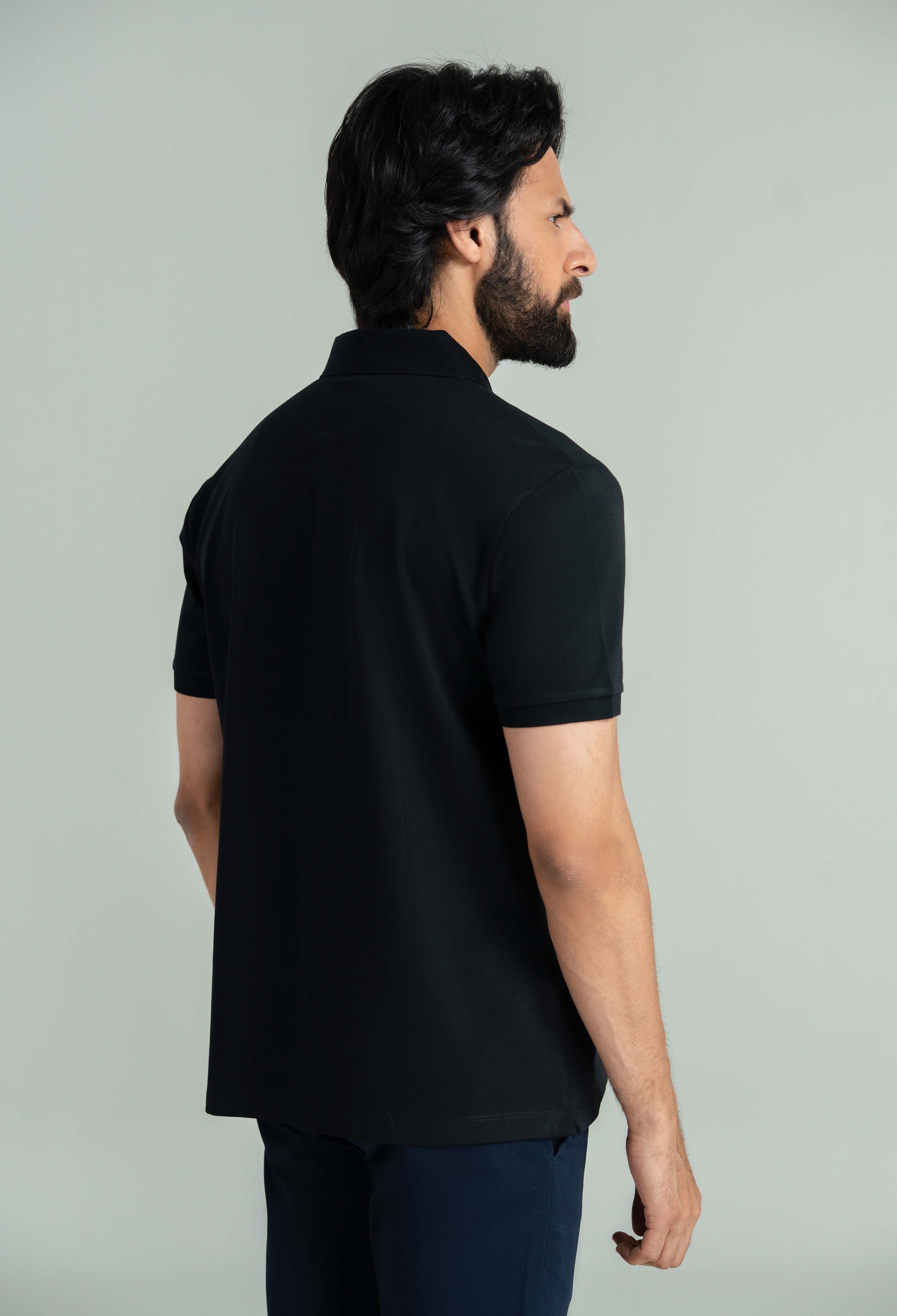 Jet Black Zip Styled Polo - Image 7