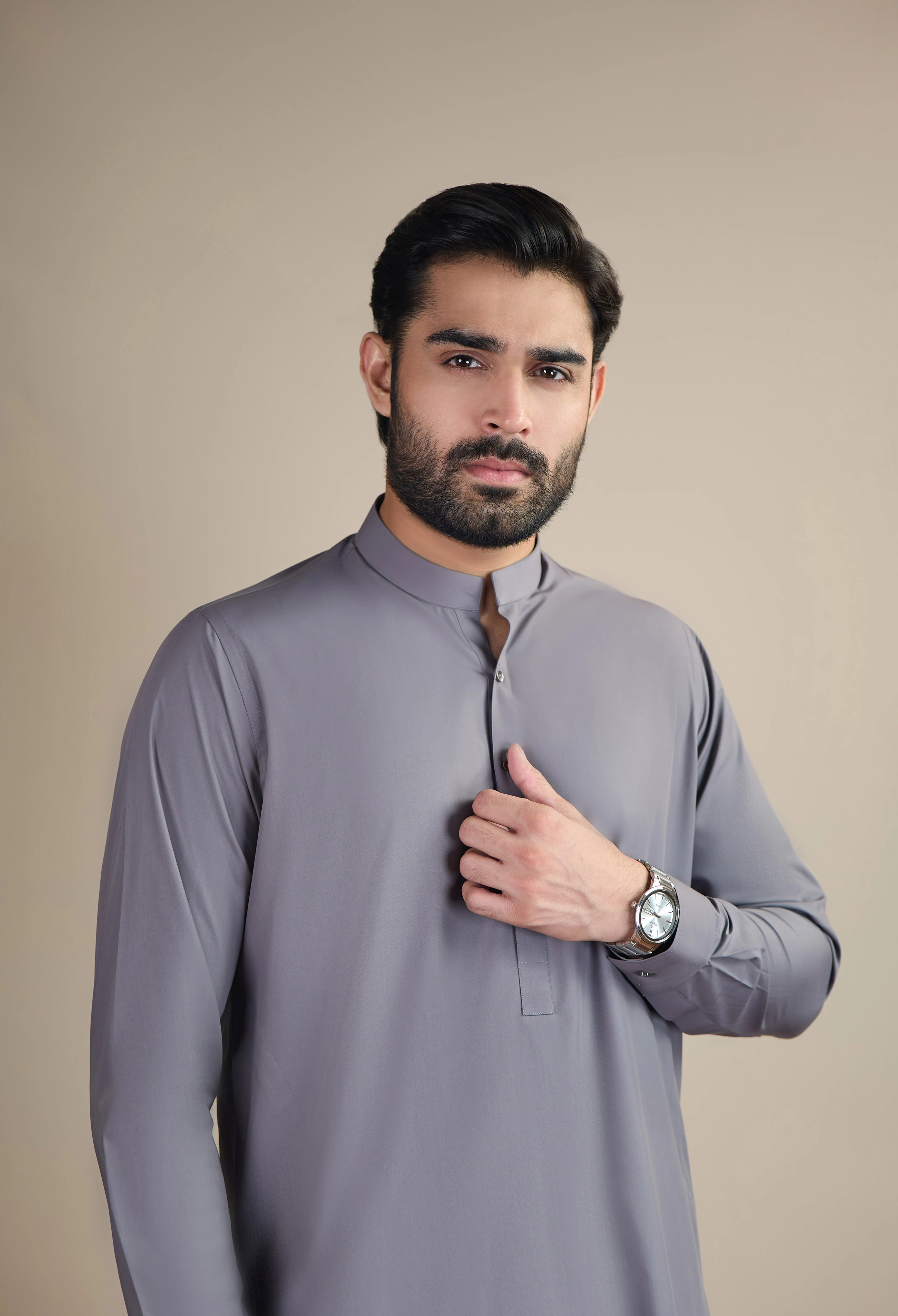 Lavender Grey Detailing Kameez Shalwar - Image 4