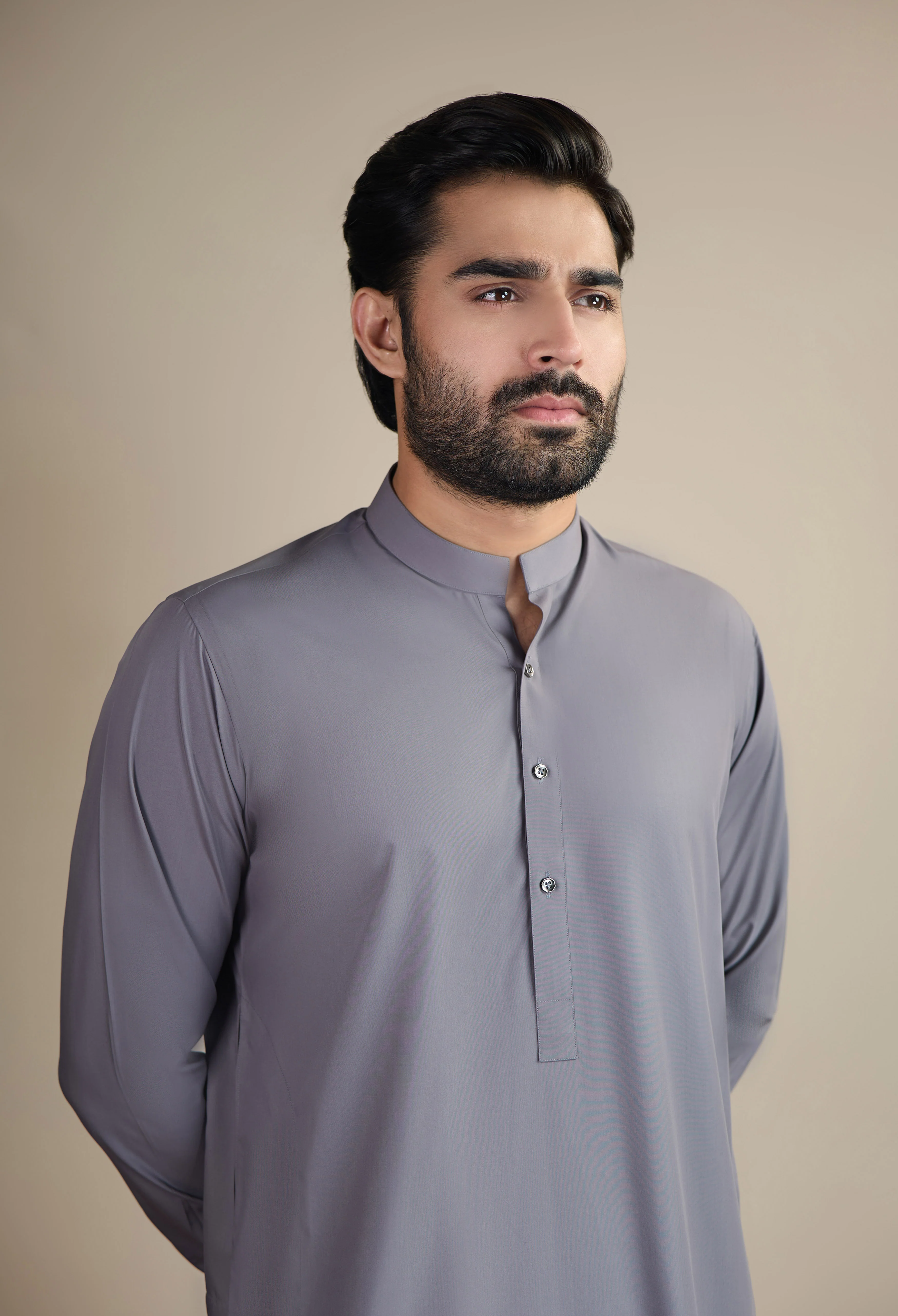 Lavender Grey Detailing Kameez Shalwar - Image 6