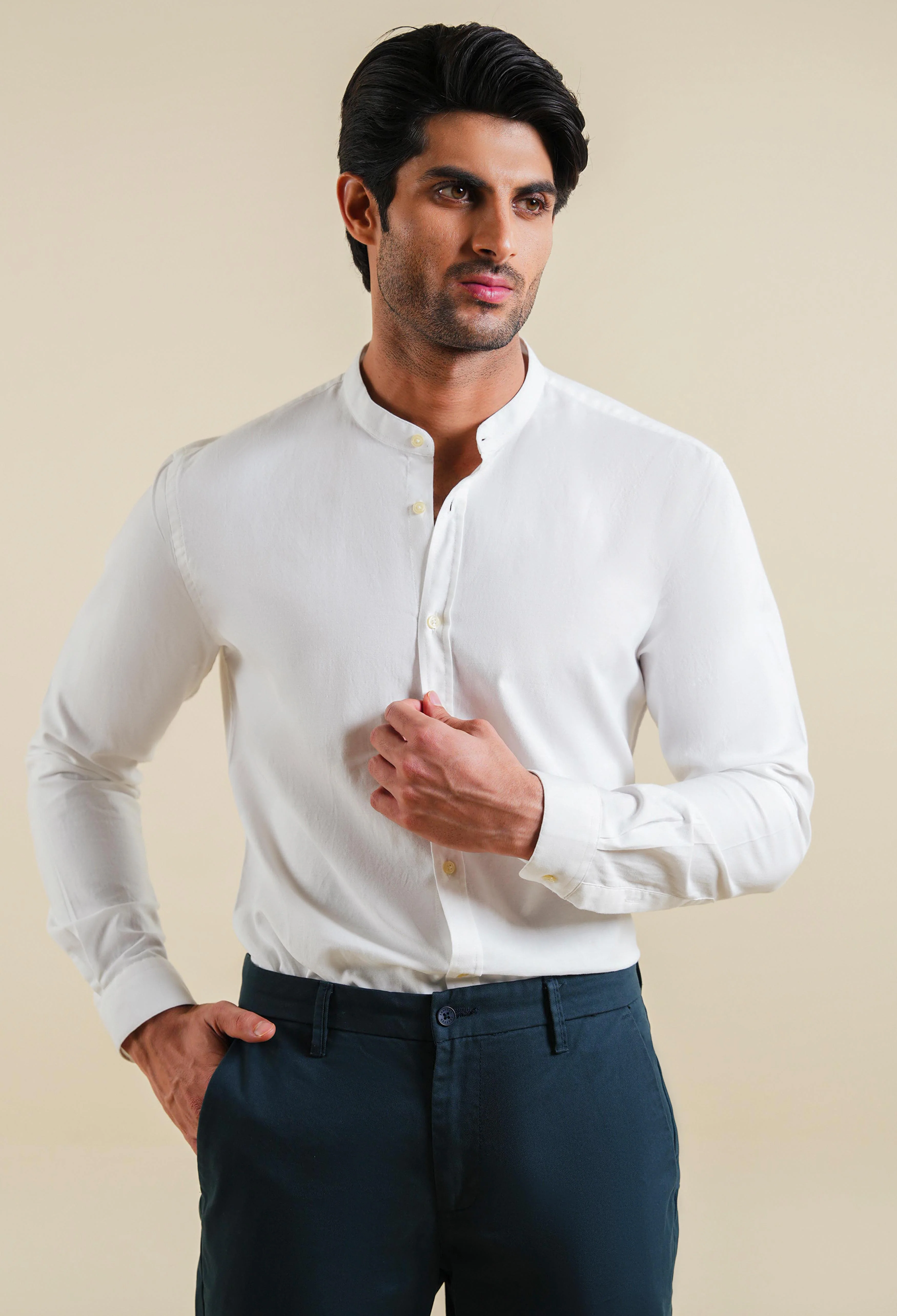 Light Cream Oxford Shirt - Image 5