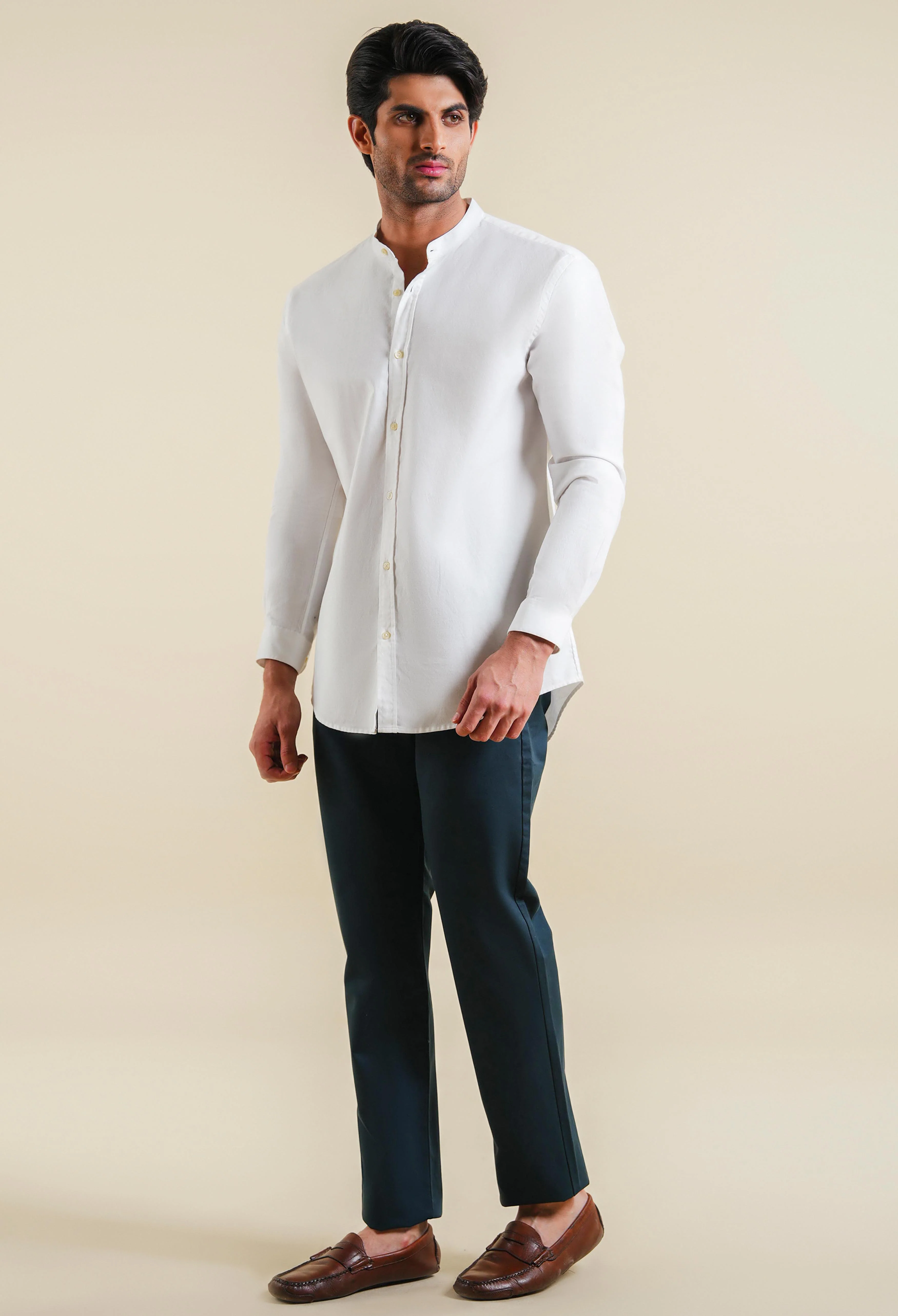 Light Cream Oxford Shirt - Image 7
