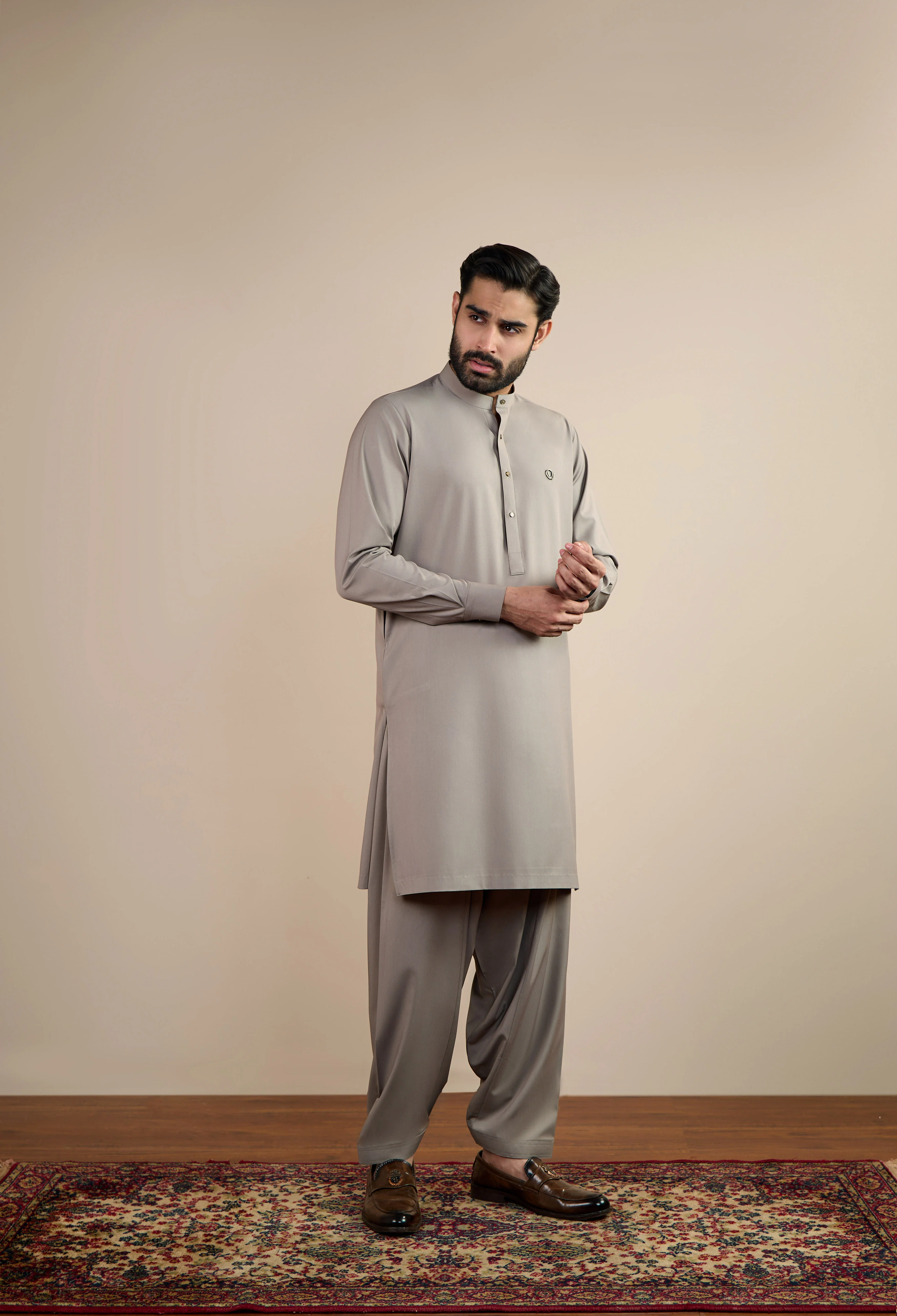 Light Fawn Blended Kameez Shalwar - Image 2