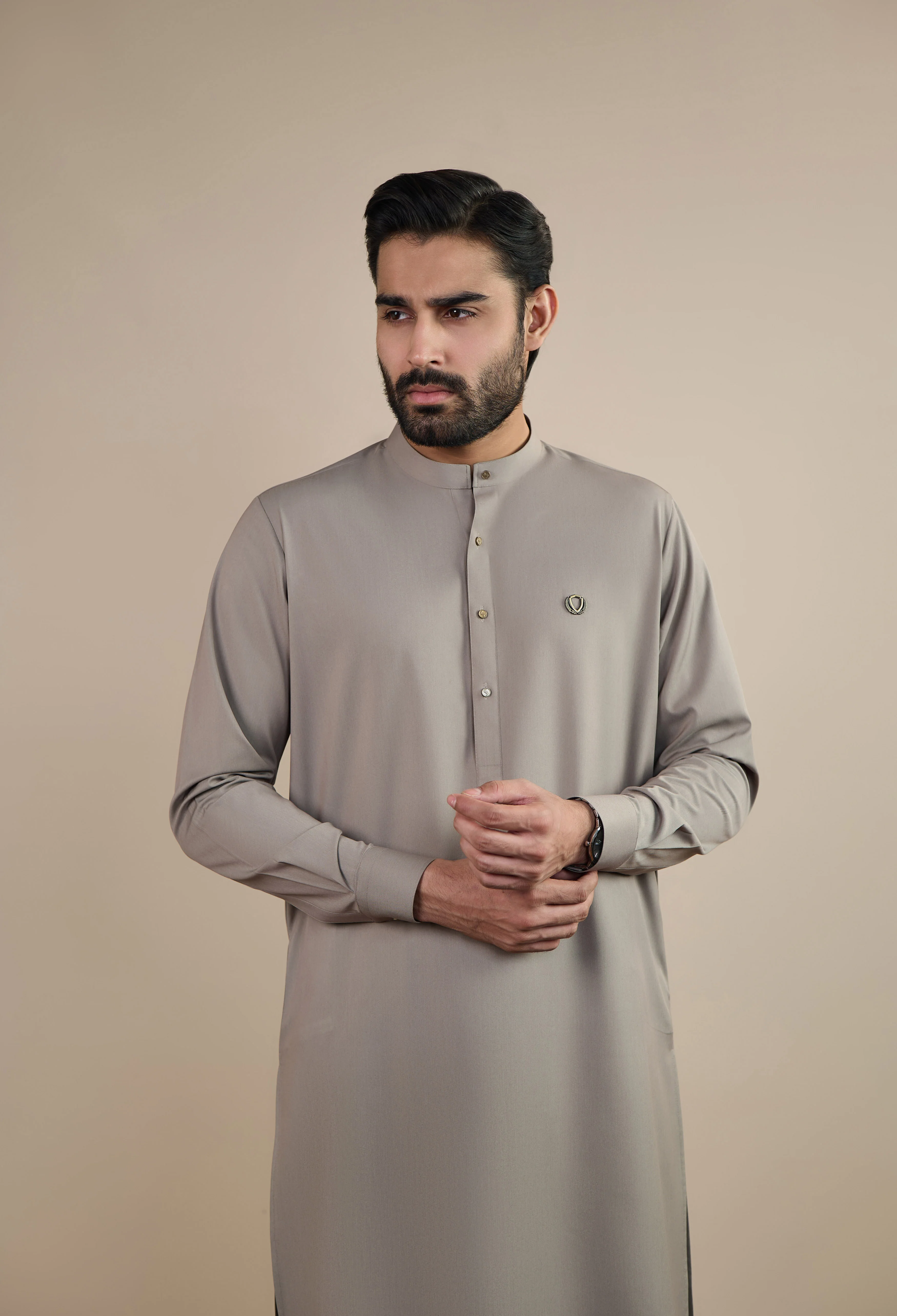 Light Fawn Blended Kameez Shalwar - Image 4