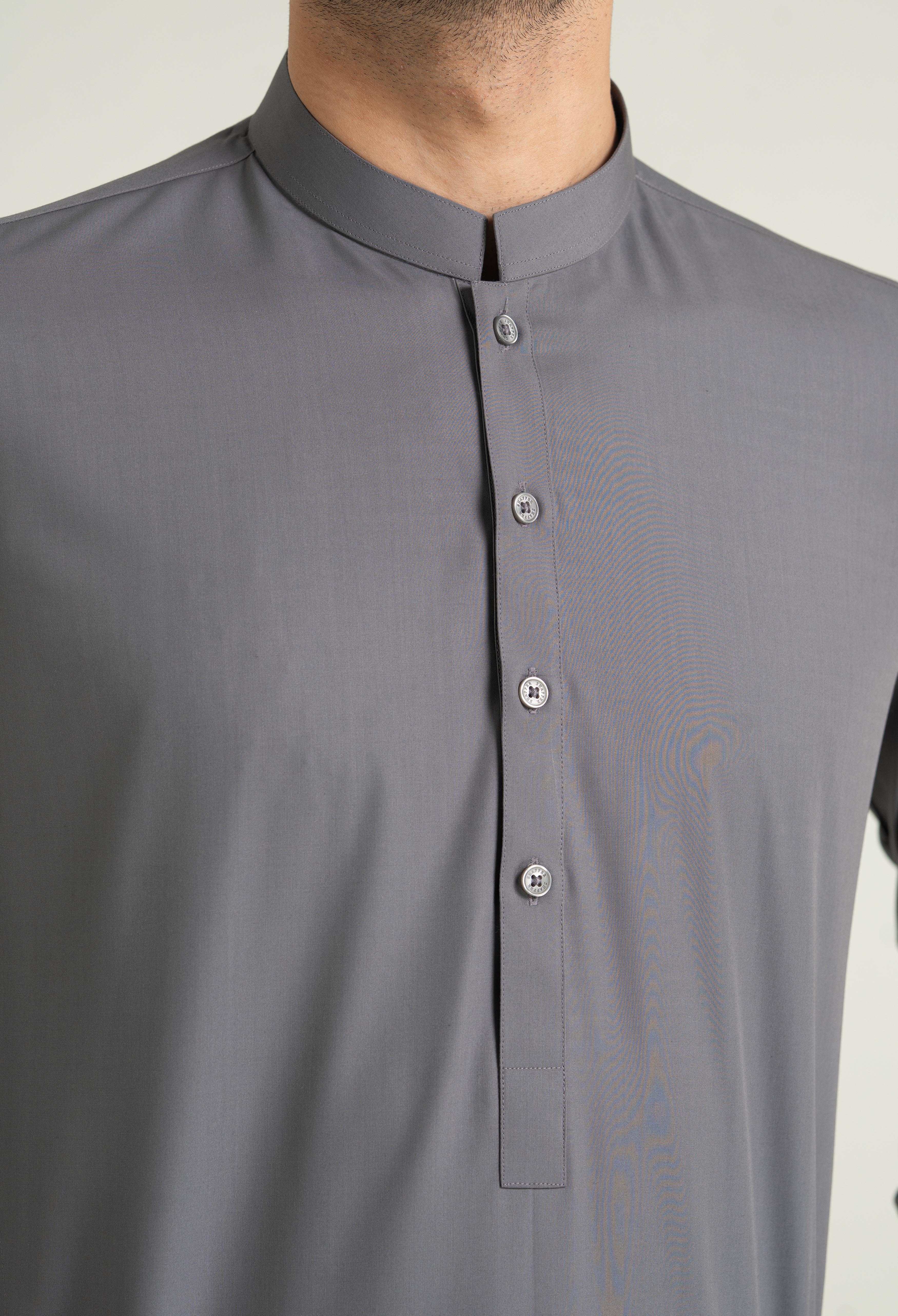 Light Grey Blended Kameez Shalwar - Image 2