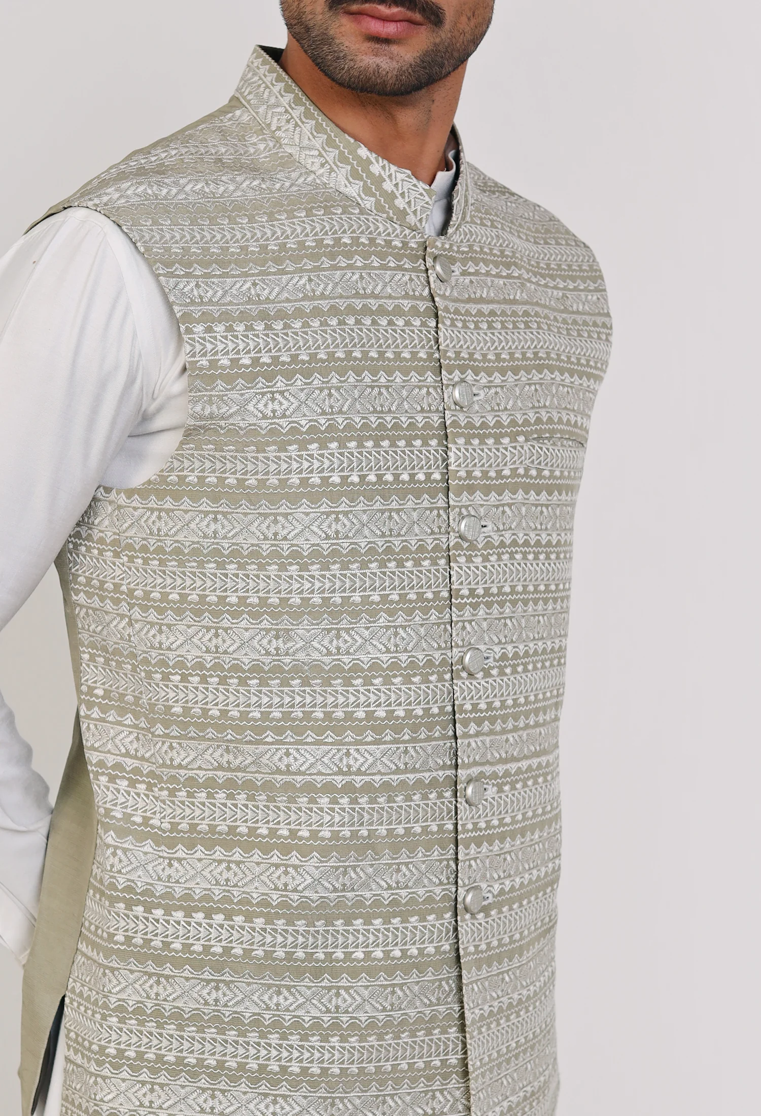 Light Olive Green Waistcoat (WC-000050) - Image 3