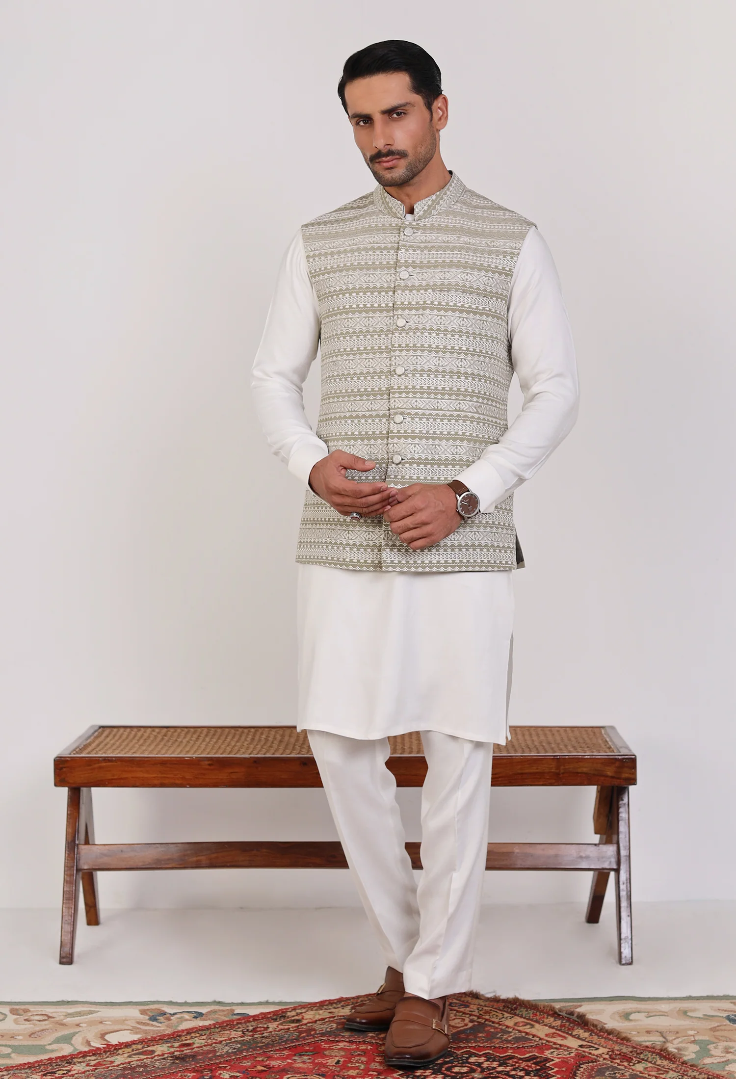 Light Olive Green Waistcoat (WC-000050) - Image 6