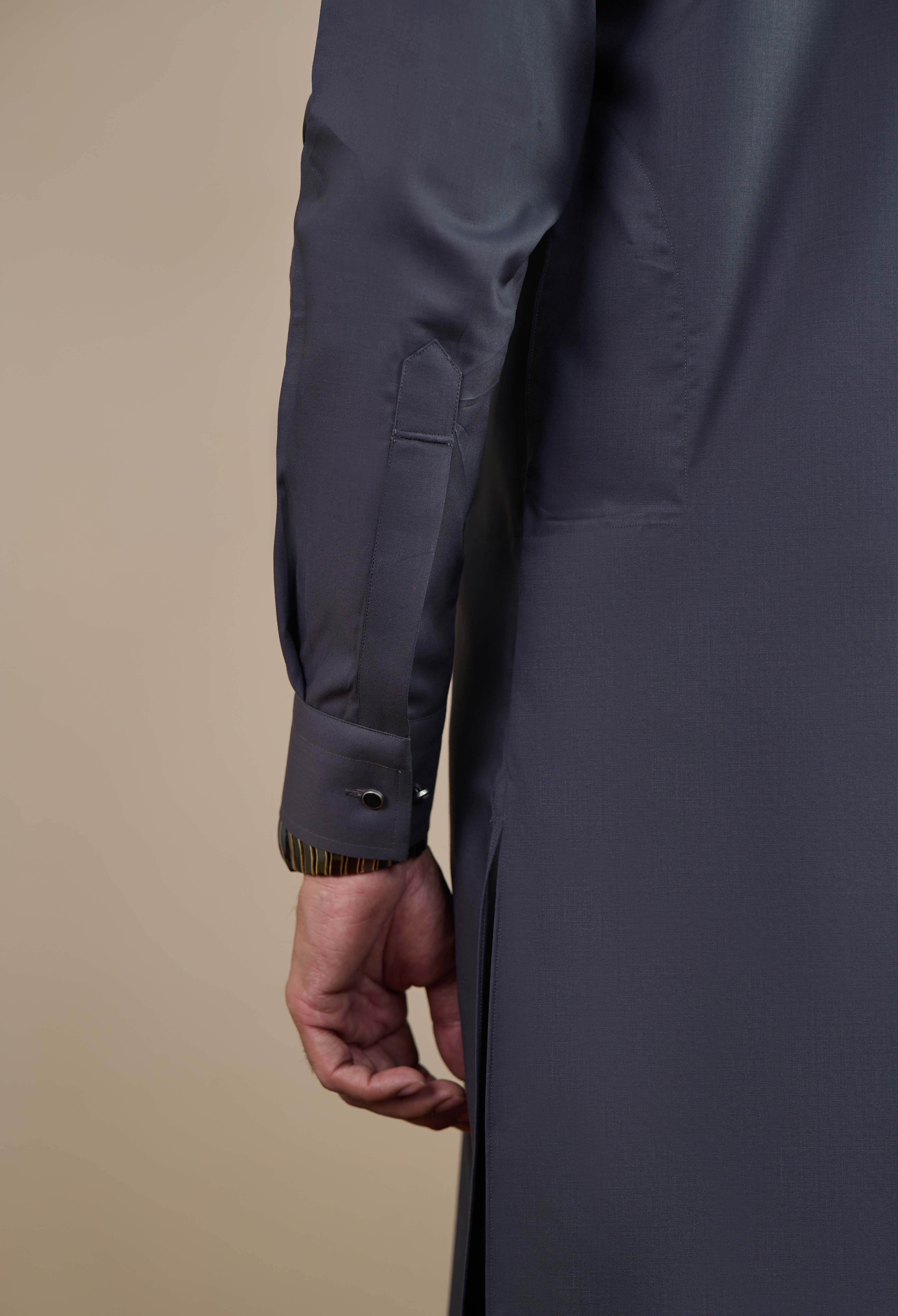 Metallic Grey Blended Kameez Shalwar - Image 3